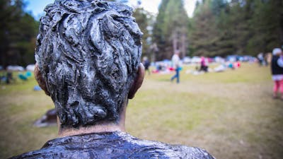Scultpure view towards picnic area, Pilot Hill Arboretum