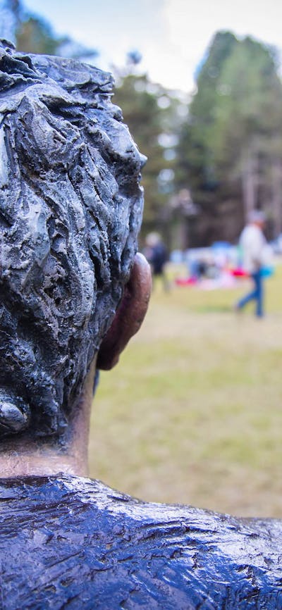 Scultpure view towards picnic area, Pilot Hill Arboretum