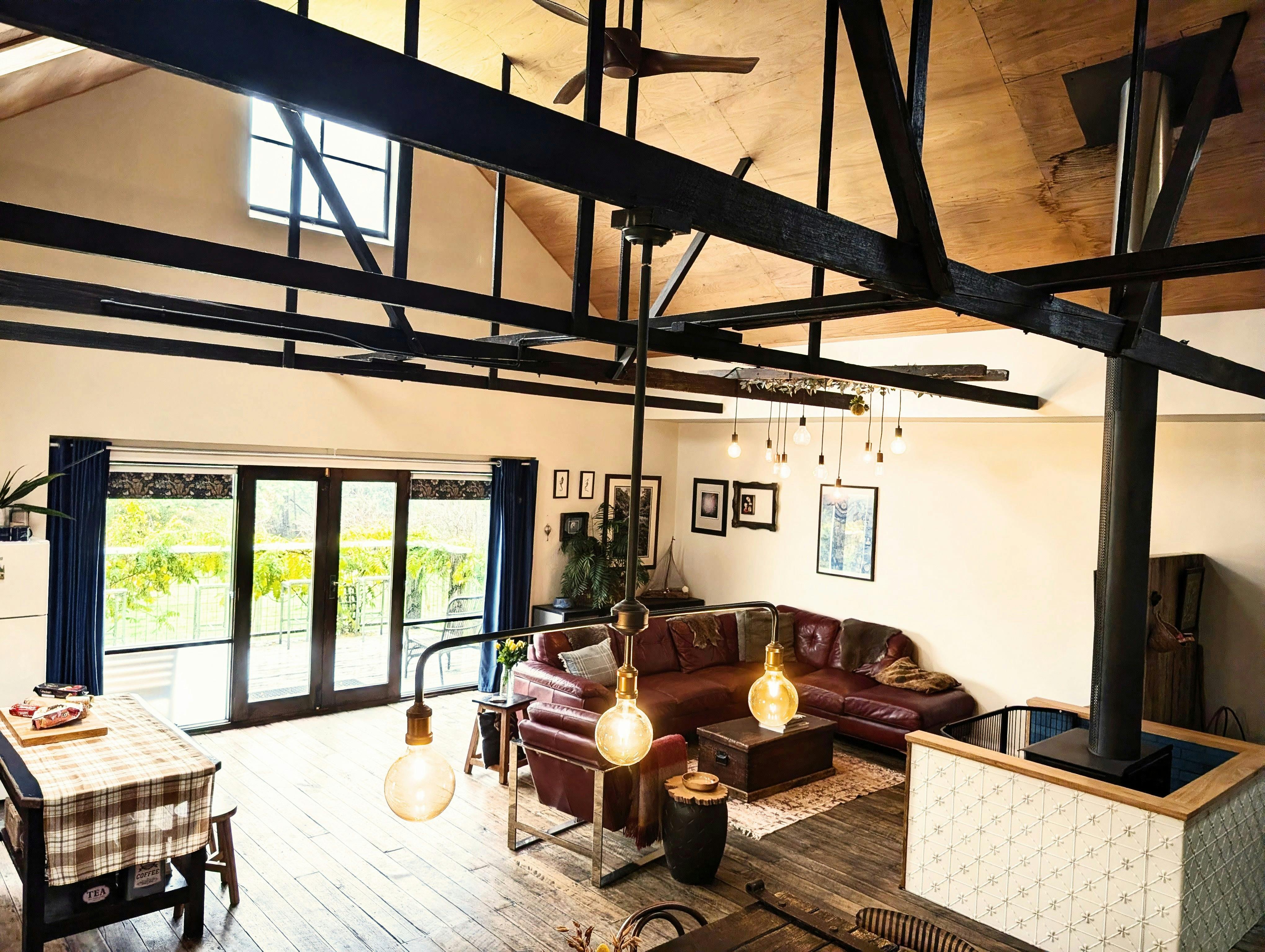 Large common spaces to fit the whole family and more, fire place, full kitchen