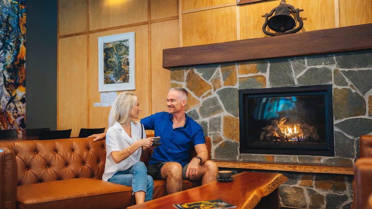 teahouse couches and fireplace