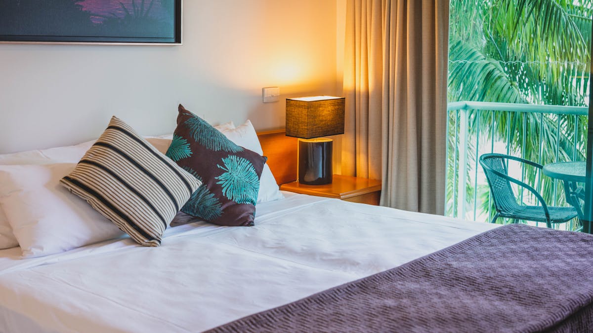 Spacious suites with private balcony and living room. Large Jacuzzi style spa bath.