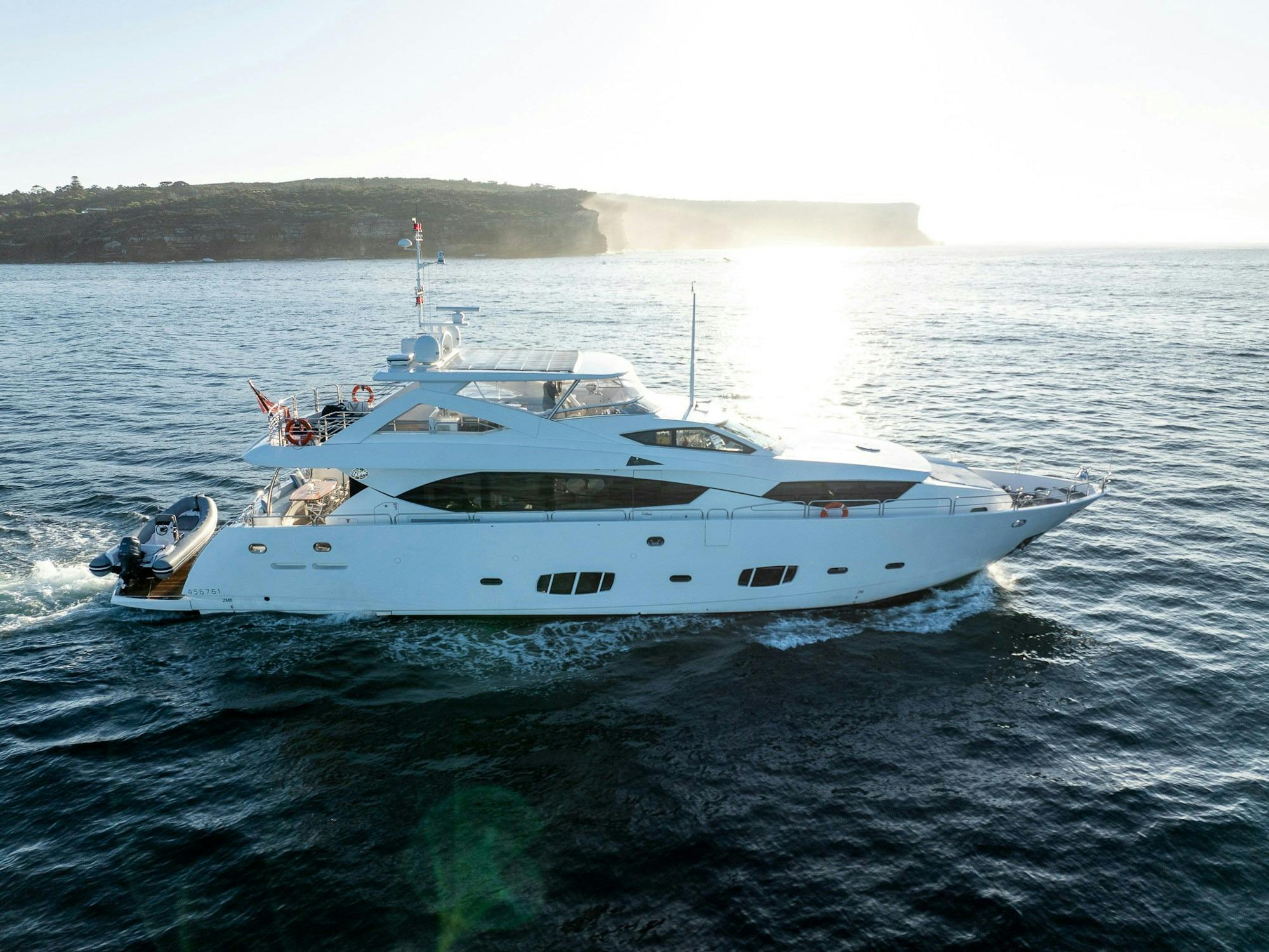 Motor yacht Chaos cruising Sydney Harbour