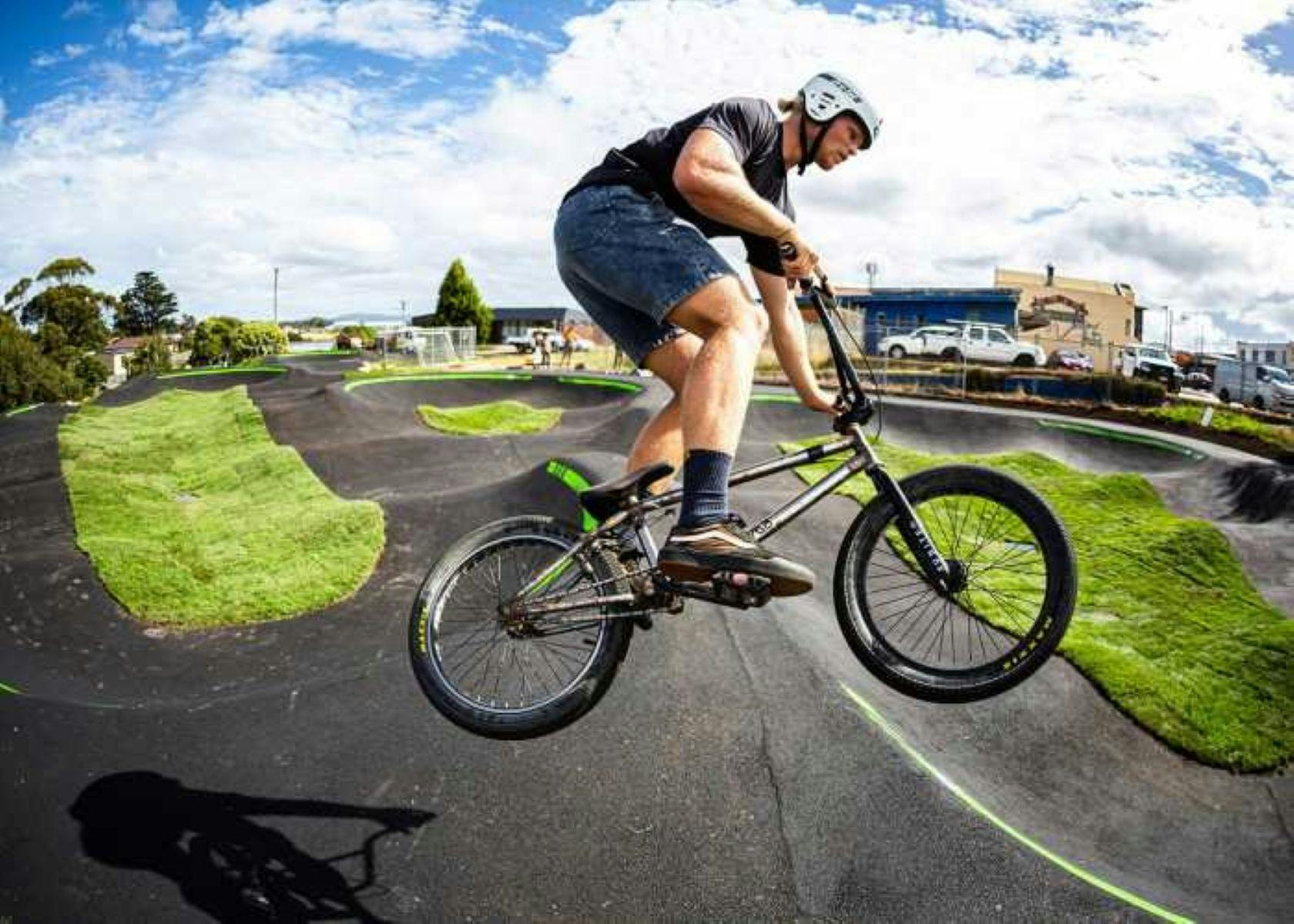 Rider at pump track