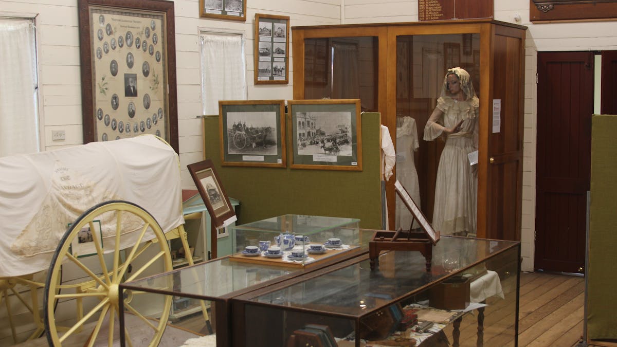 Eastwell Hall is an old Church transported to the Museum site and contains  local historical items .