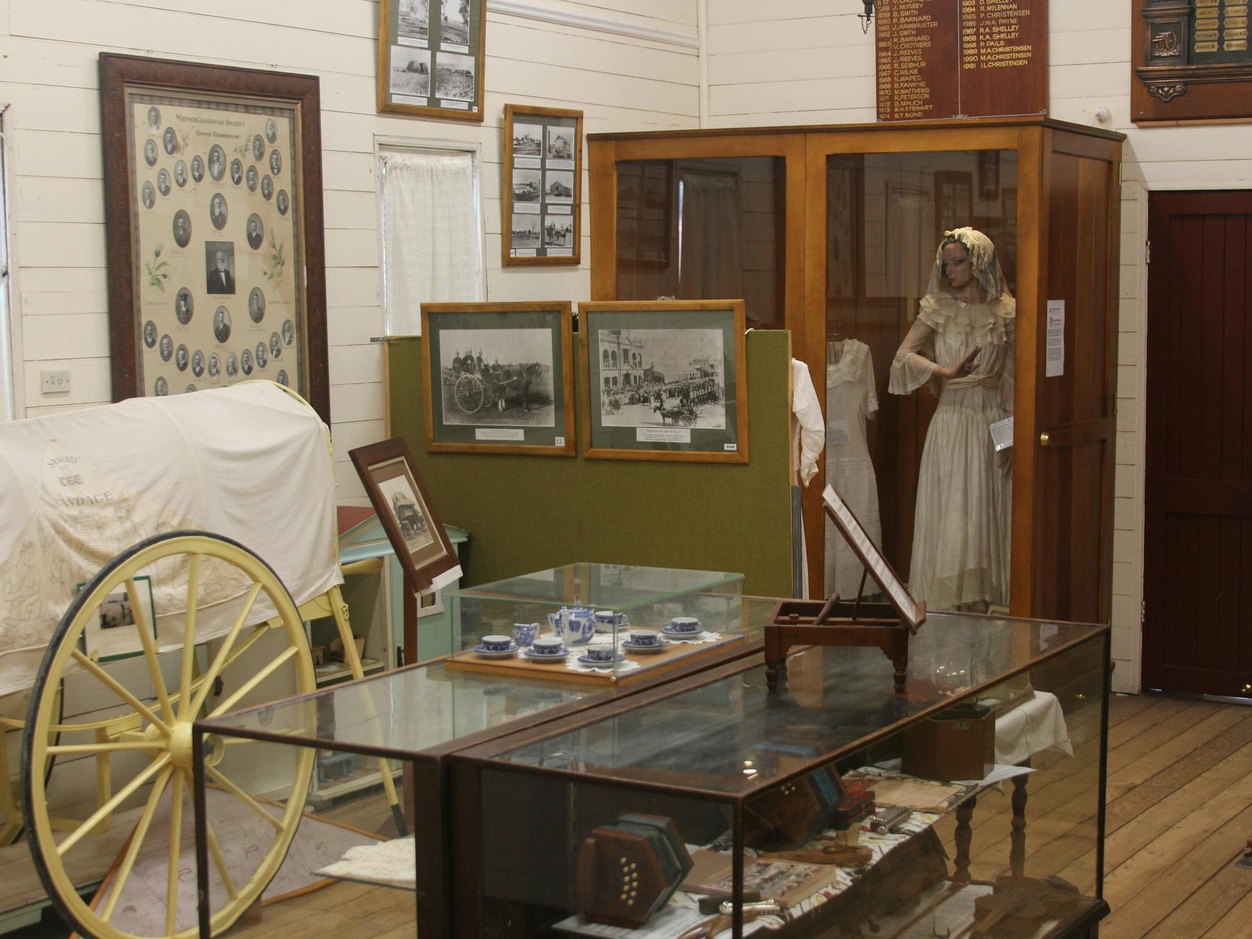 Eastwell Hall is an old Church transported to the Museum site and contains local historical items .