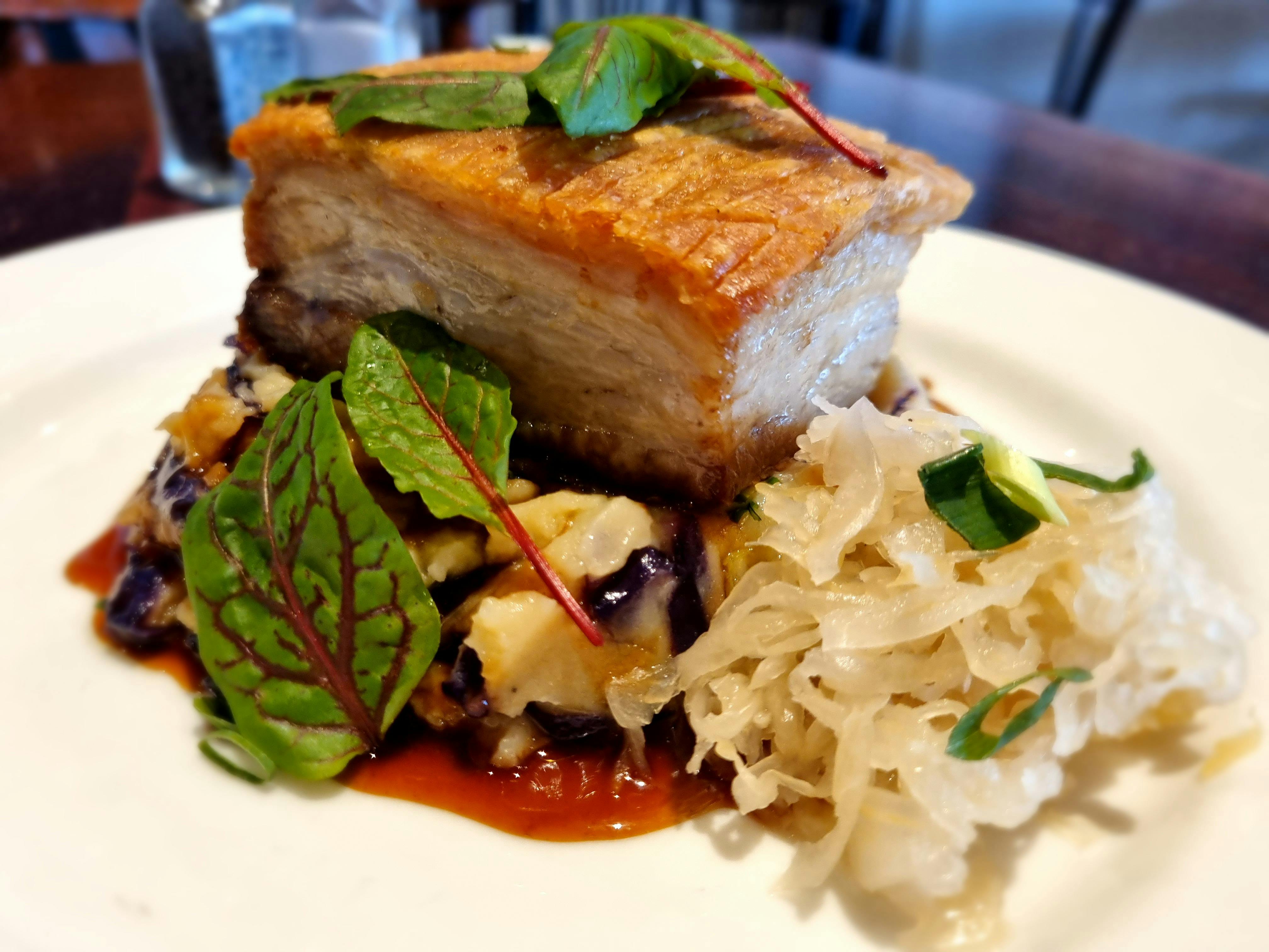 Crispy Pork Belly on colcannon & apple sauce