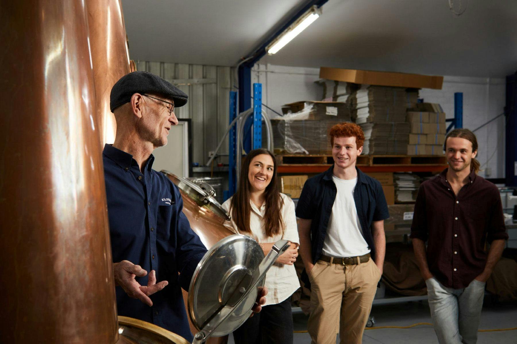 Learning about the stills at Kilderkin Distillery