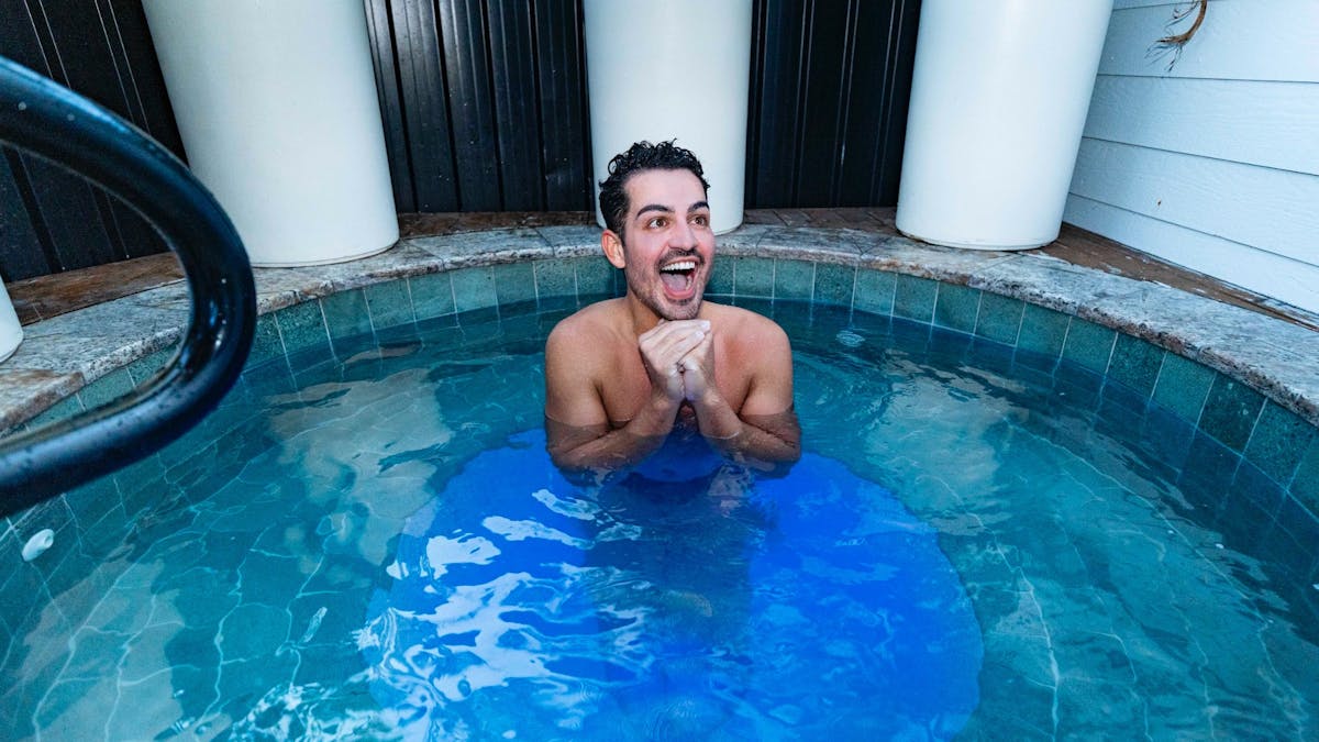 man in cold plunge