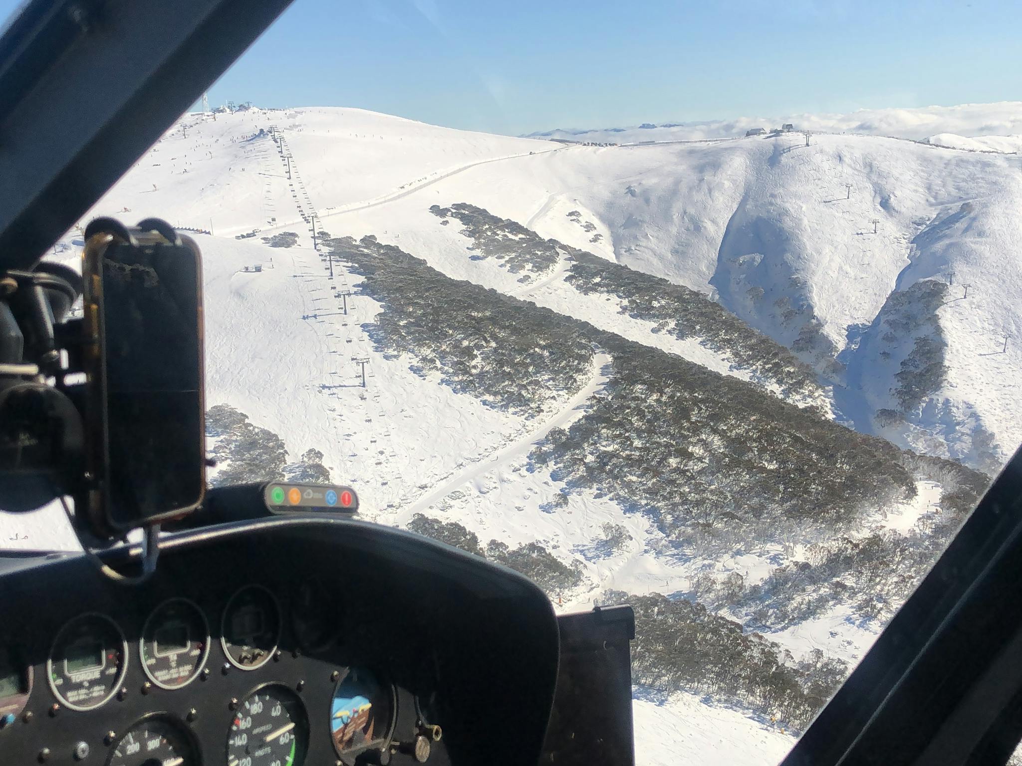 Flying to Mt Hotham on the Helicopter