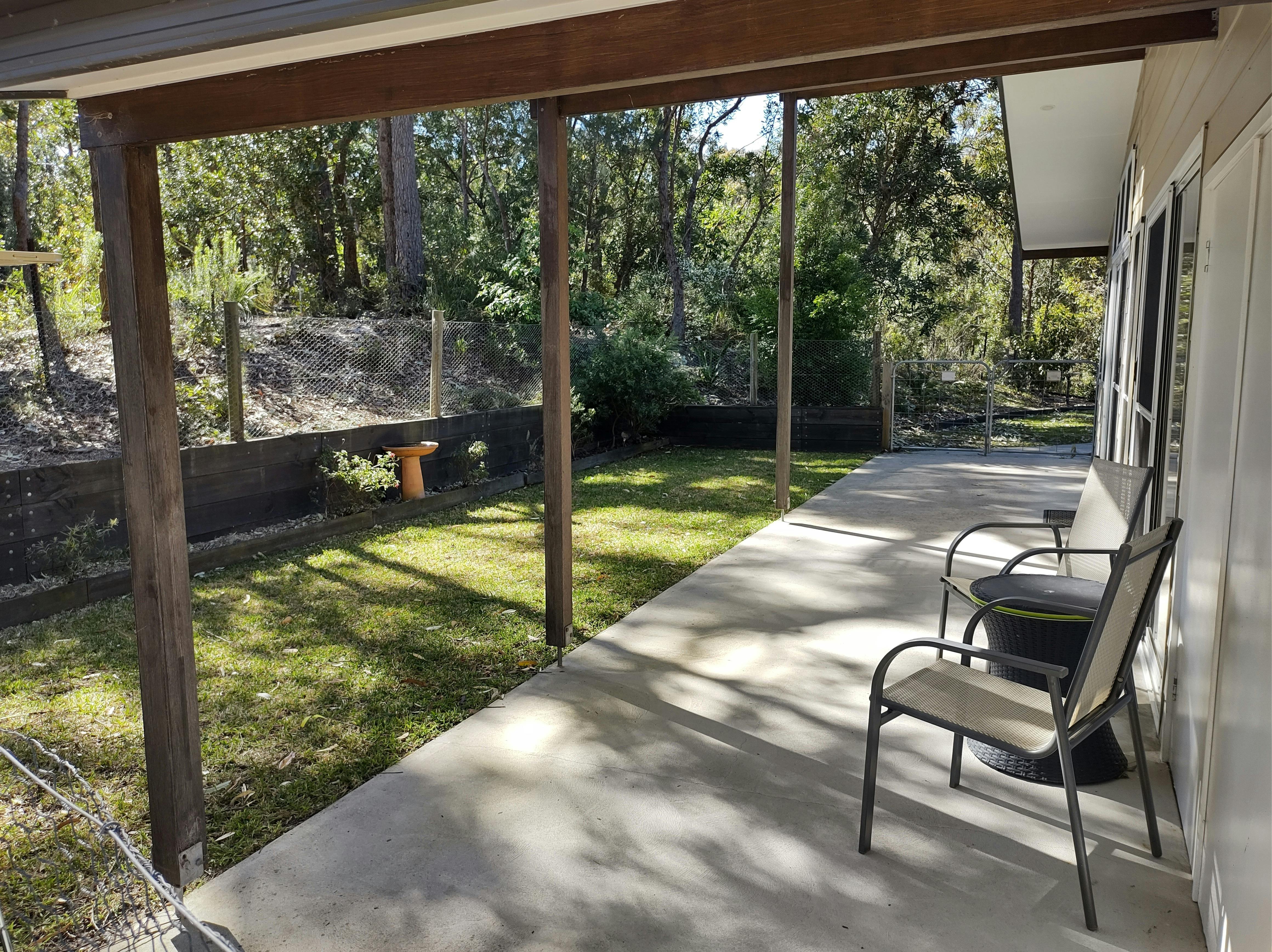 Level pathways from the parking area to the cottage  and a fully enclosed garden