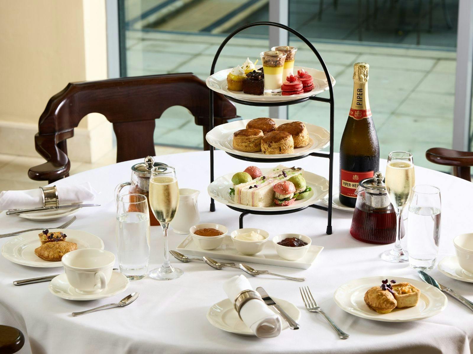 Spirit Of Queensland High Tea set-up in the Grand Lobby. Spirit Of Queensland High Tea set-up in the Grand Lobby.