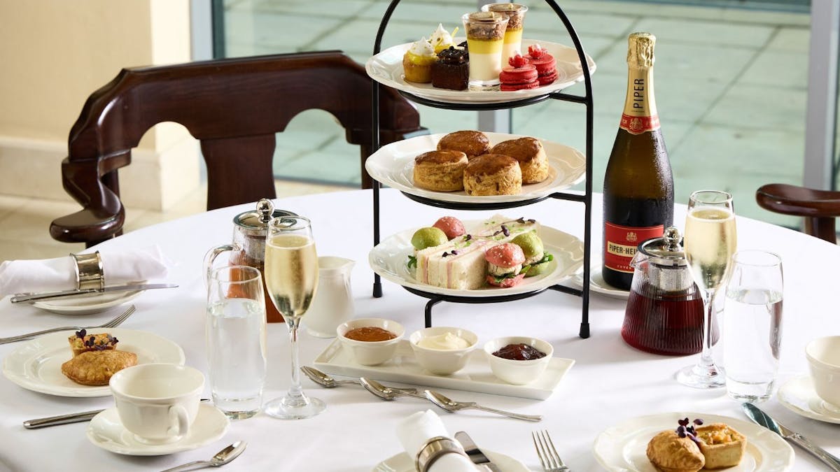 Spirit Of Queensland High Tea set-up in the Grand Lobby.