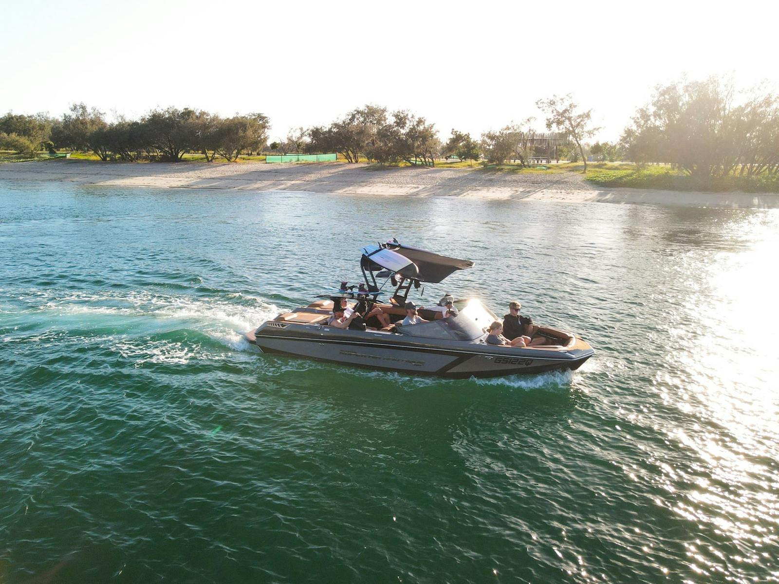 Super Air Nautique wake boat on the beautiful Broadwater Super Air Nautique wake boat on the beautiful Broadwater