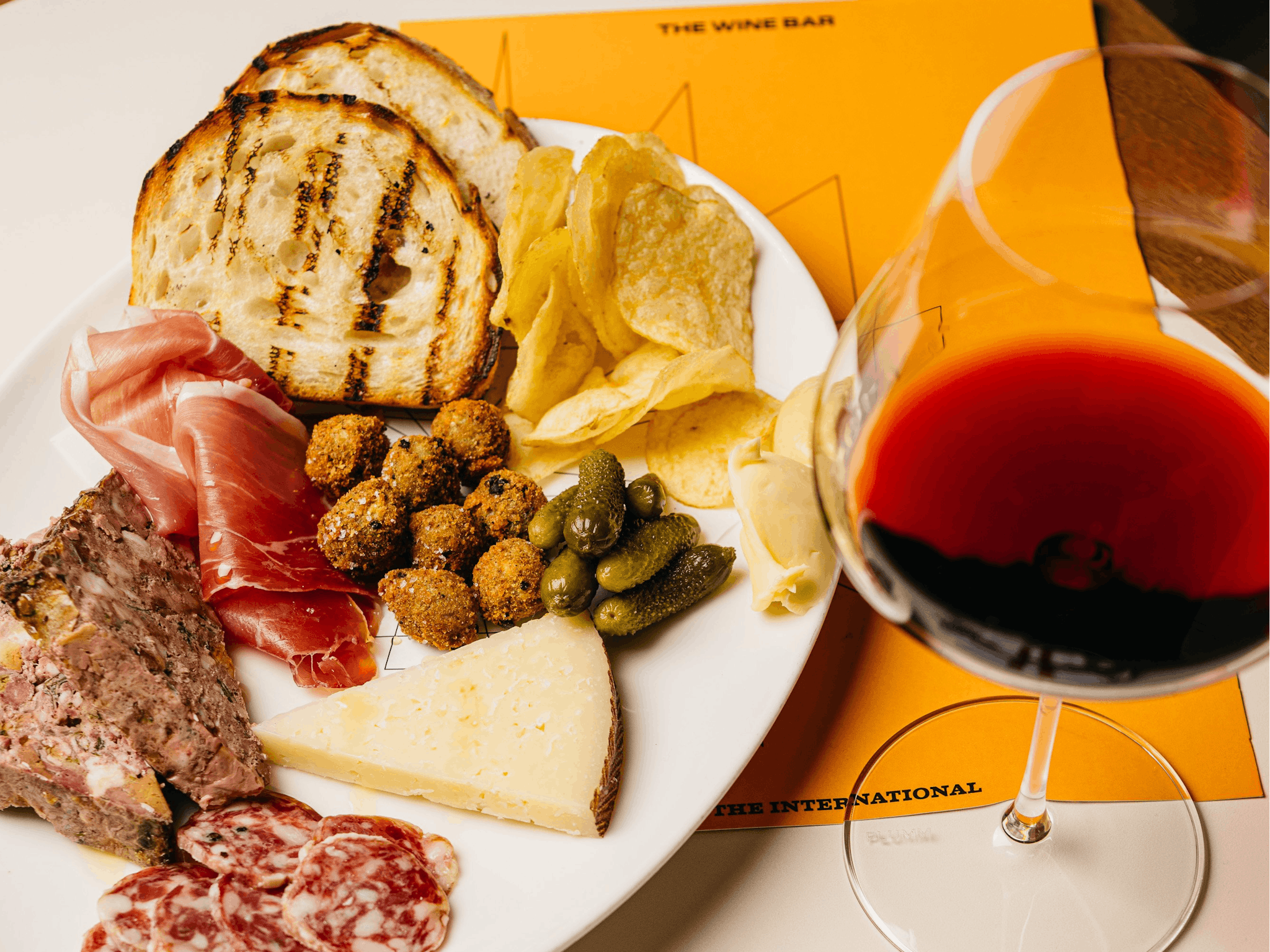 Charcuterie and a glass of wine