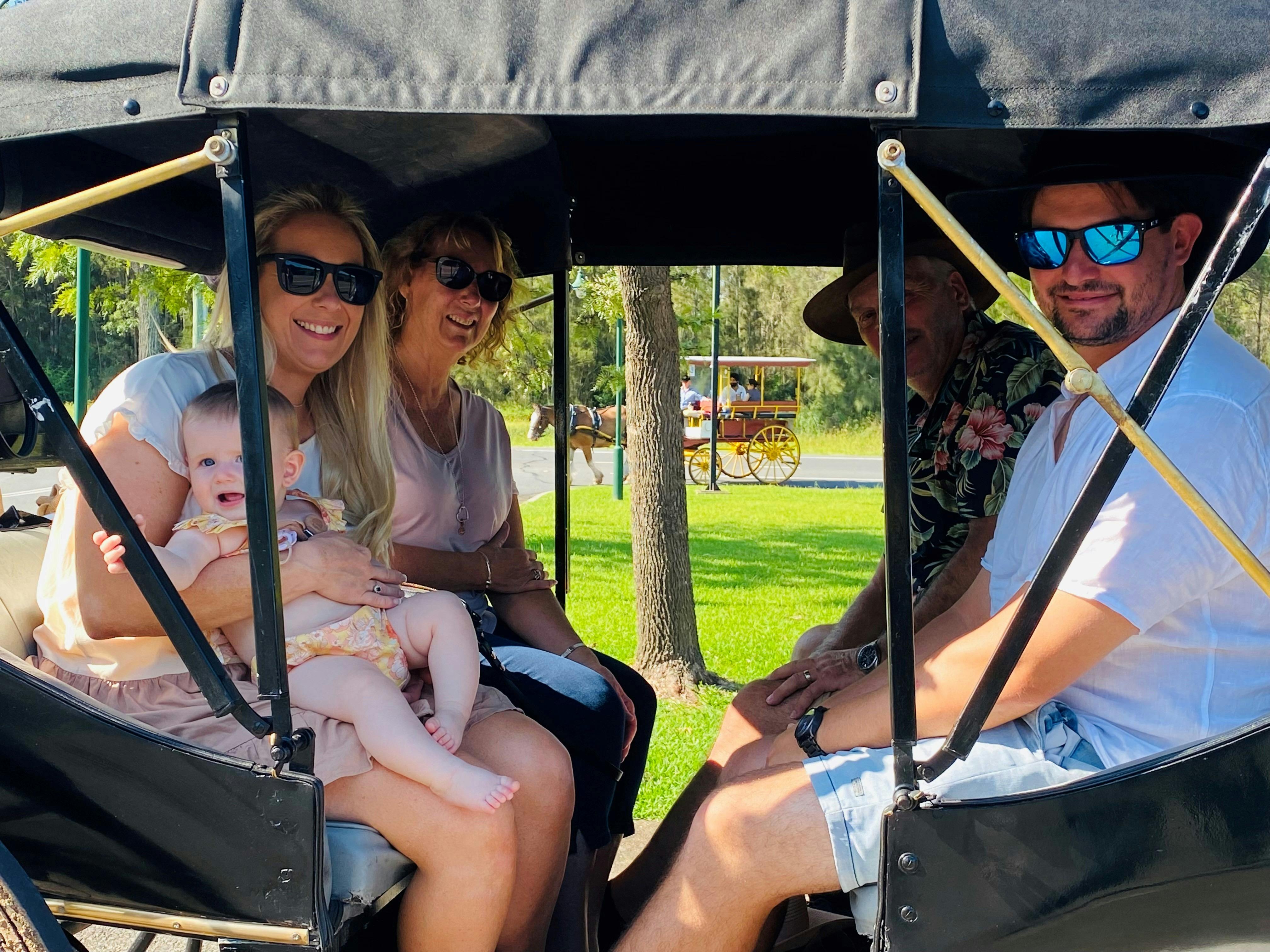 A family enjoying a carriage ride