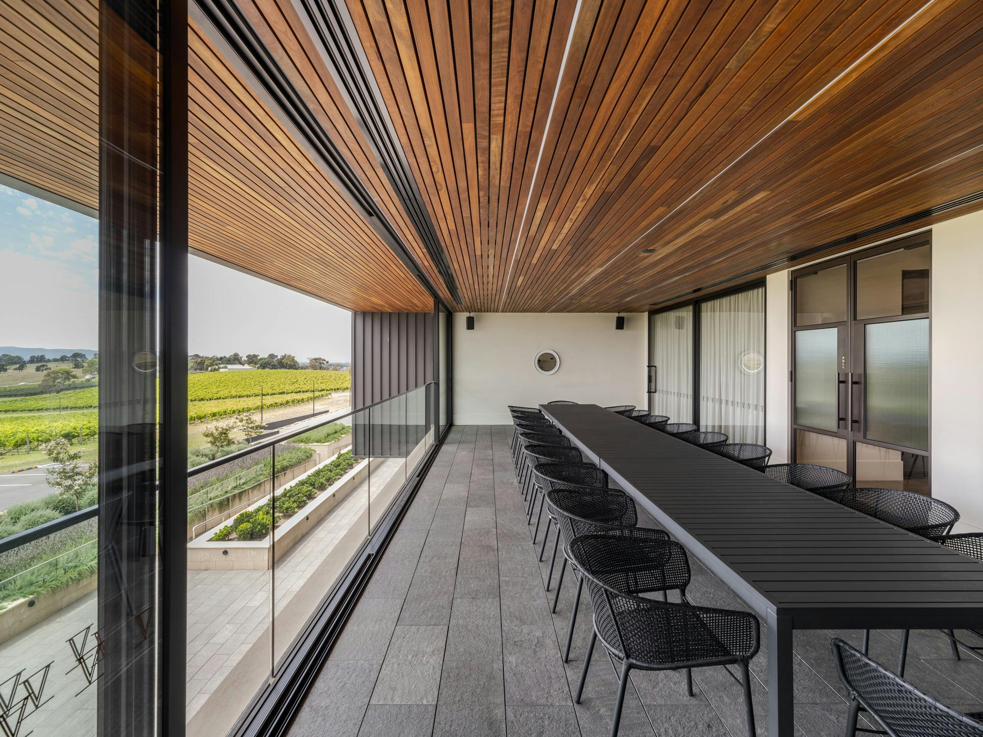 The Deck event space looking over the vineyard