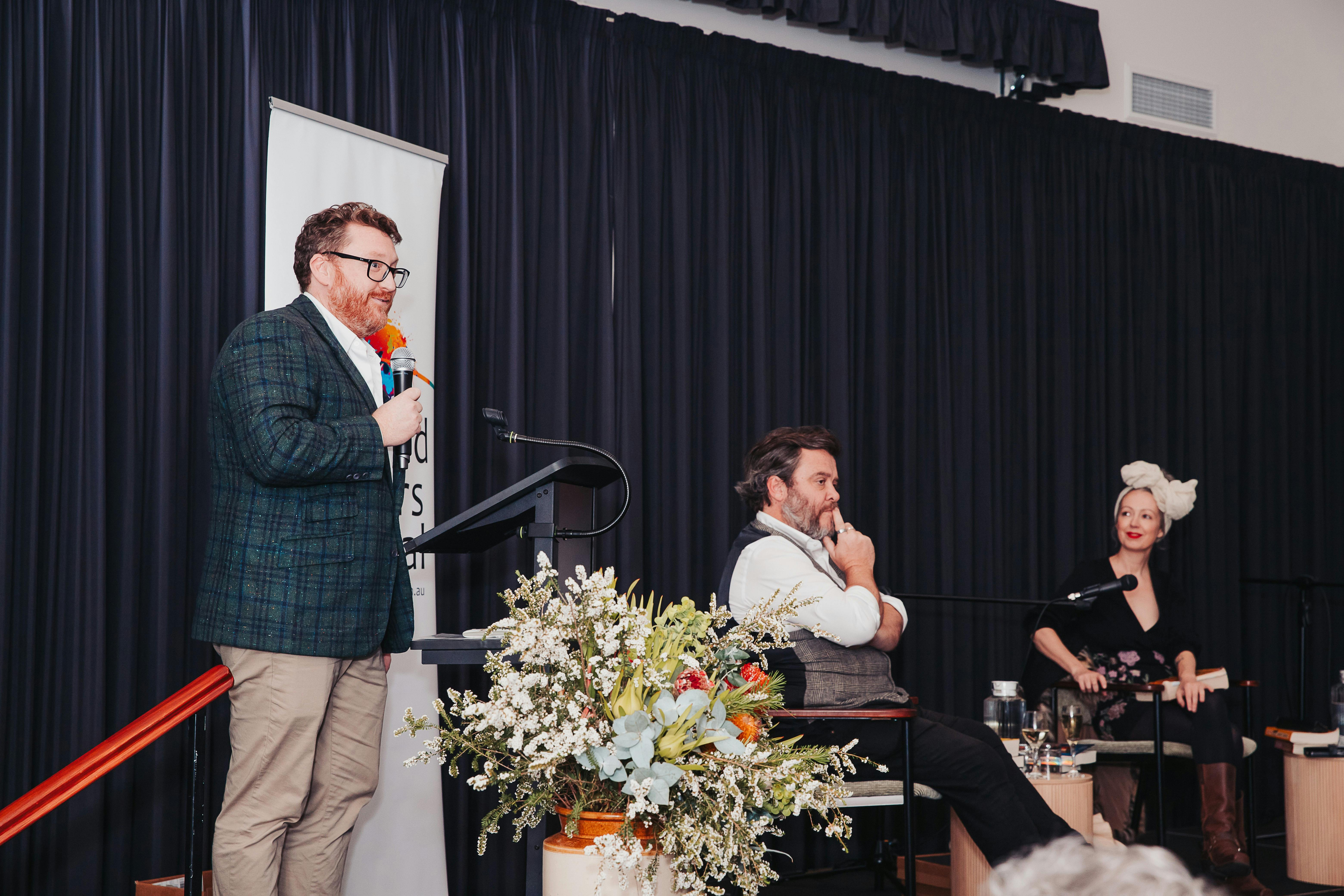 Presenter on stage