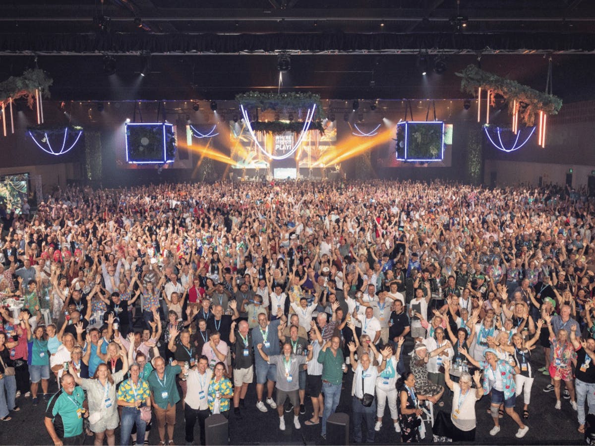 Crowds of people at the closing night ceremony