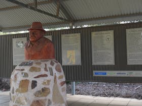 Williams Wooden statue and story boards