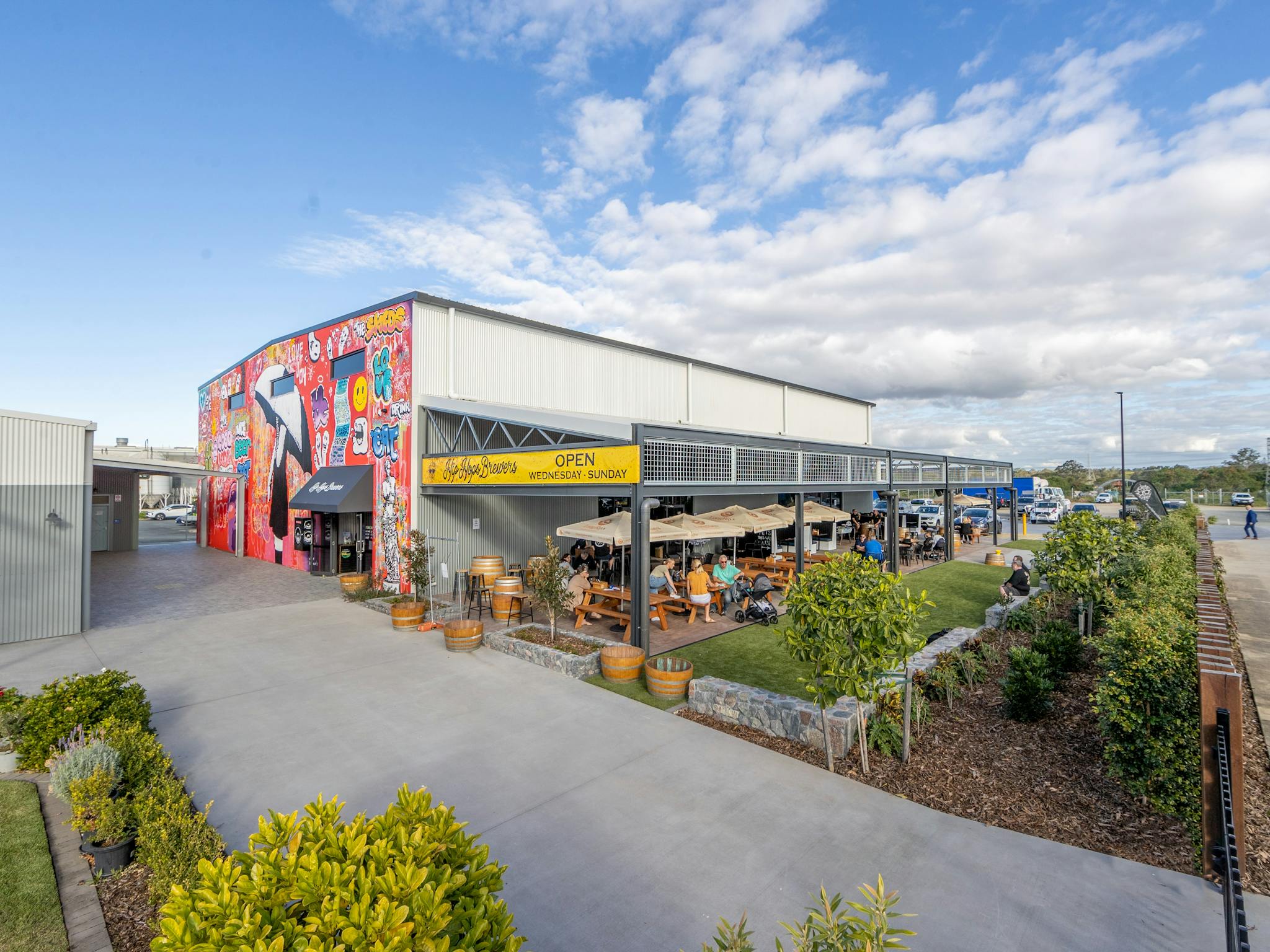 The Hip Hops Brewers taproom venue with interior bar and function area and expansive outdoor seating The Hip Hops Brewers taproom venue with interior bar and function area and expansive outdoor seating