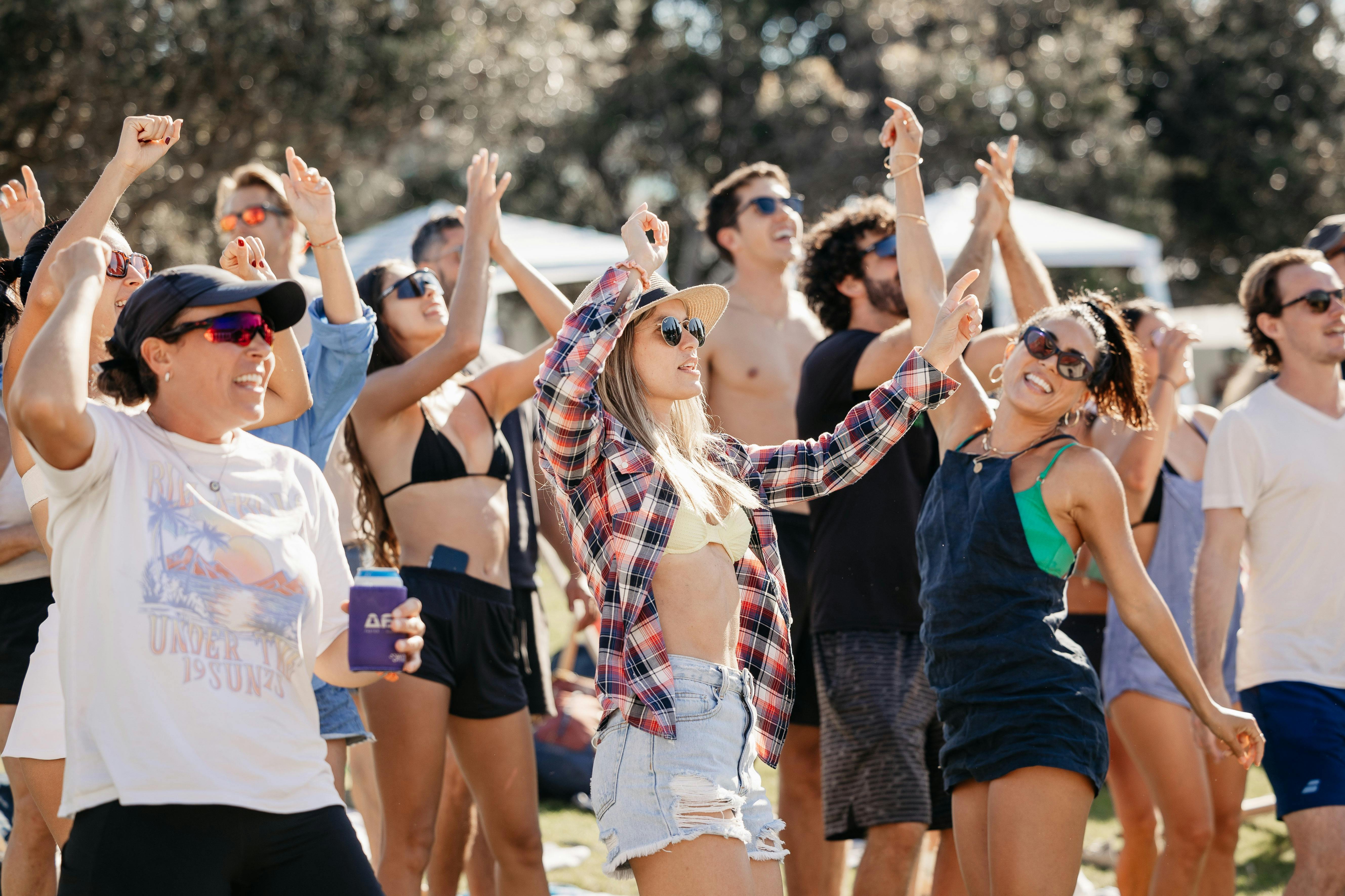 Crowd dancing to live music