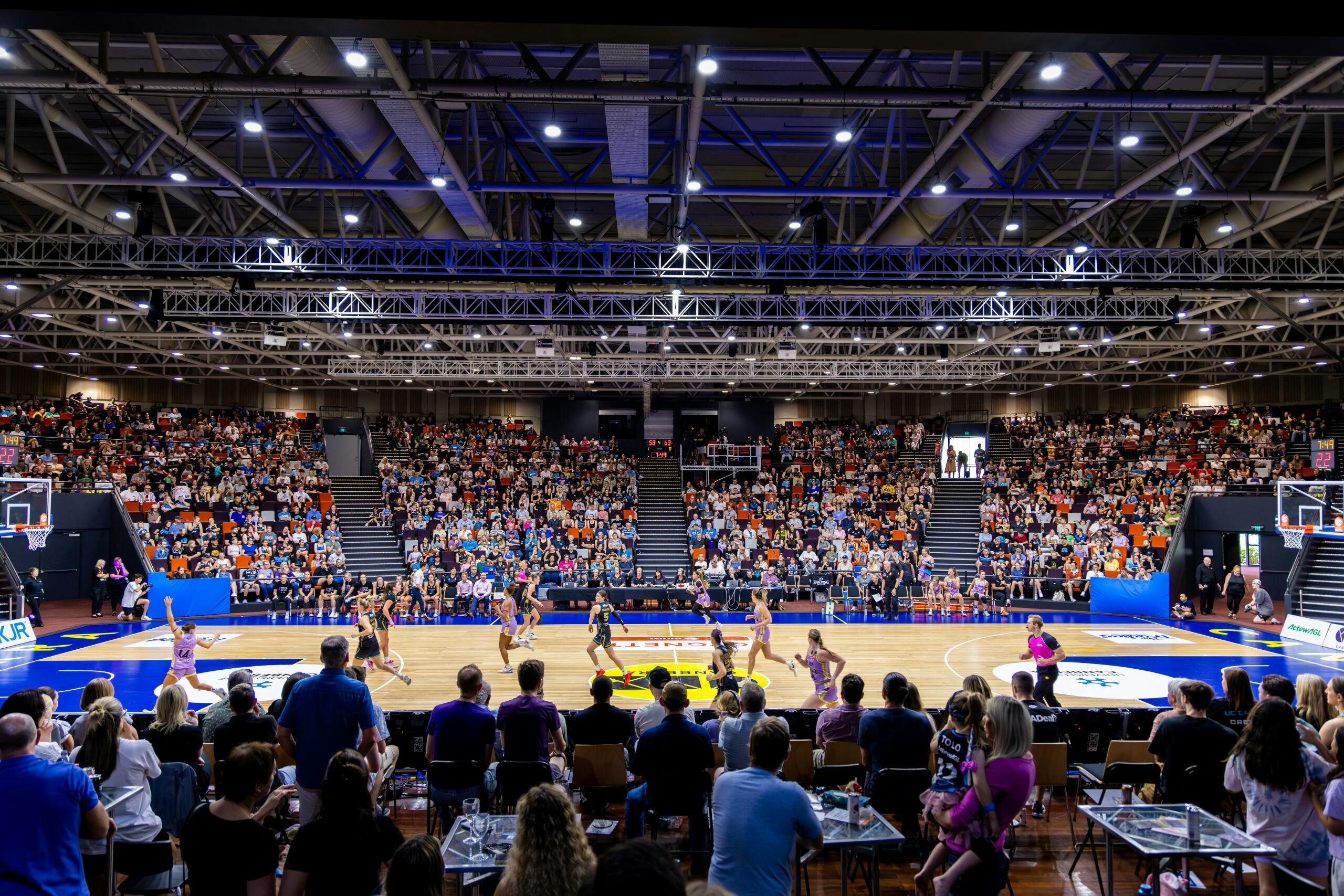 UC Captials home ground during one of the 2023 games against former WNBL team Melbourne  Boomers....