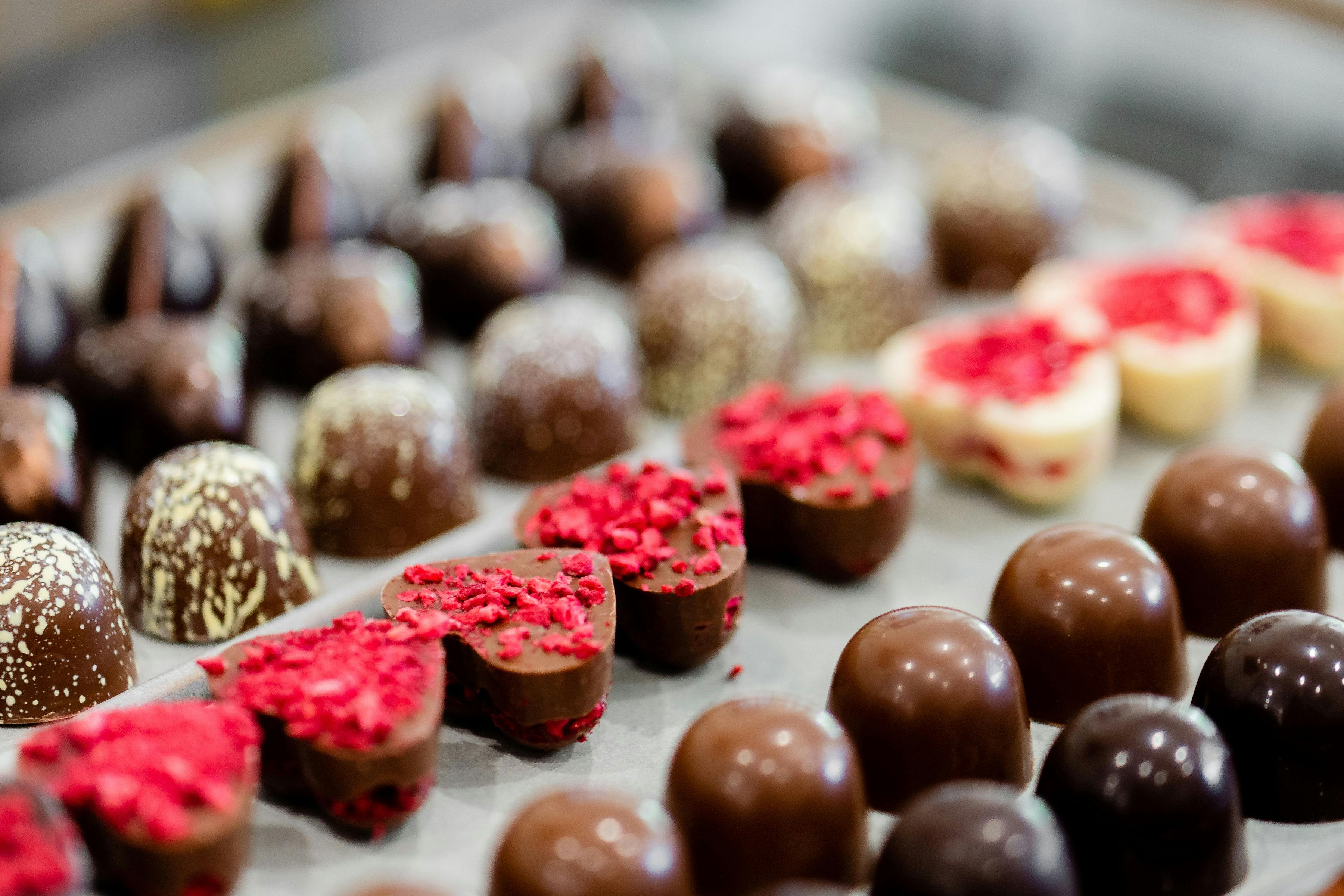 handcrafted individual chocolates in various shapes & decorations