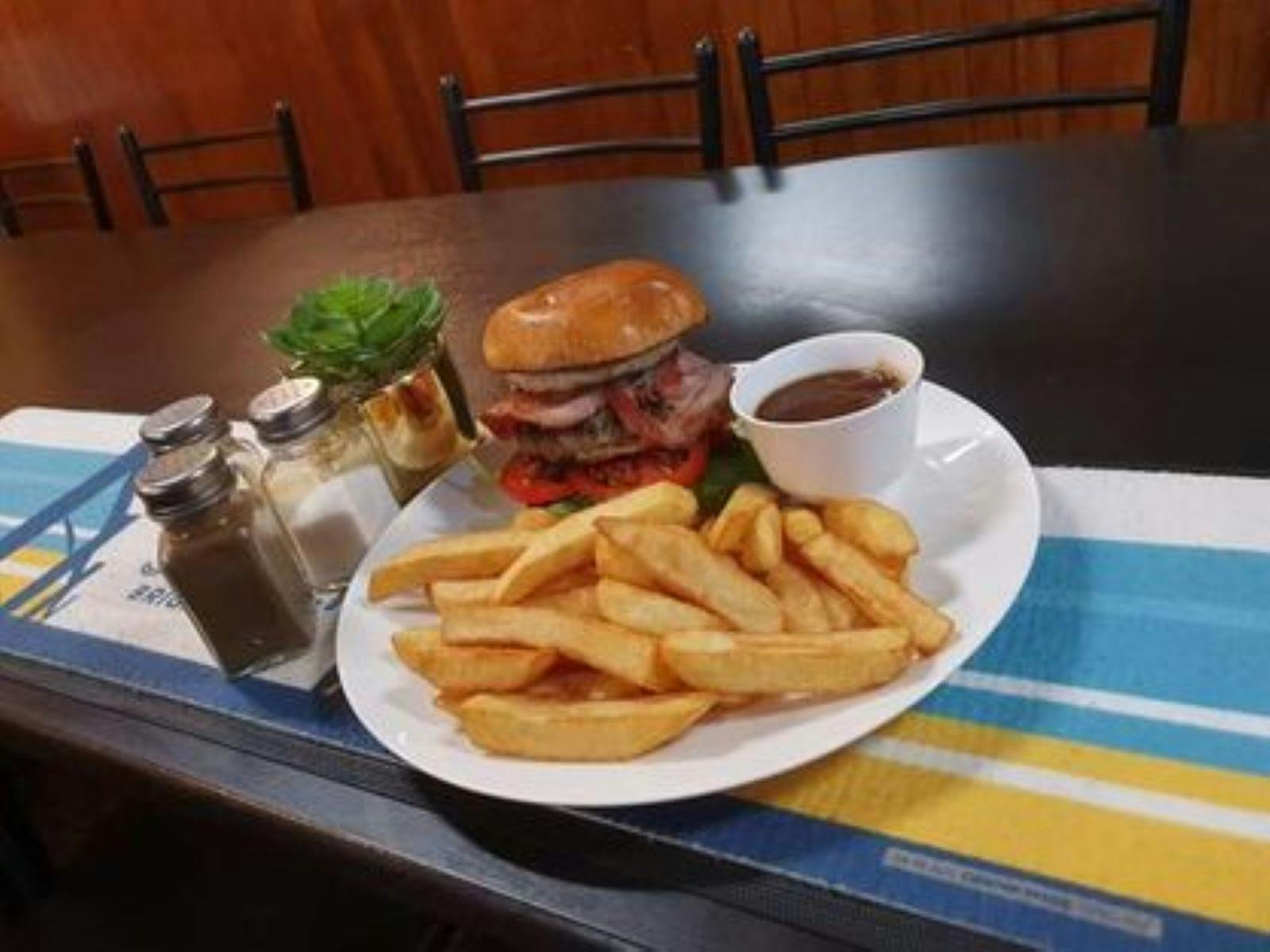 Old fashioned pub burger at Buckland Inn