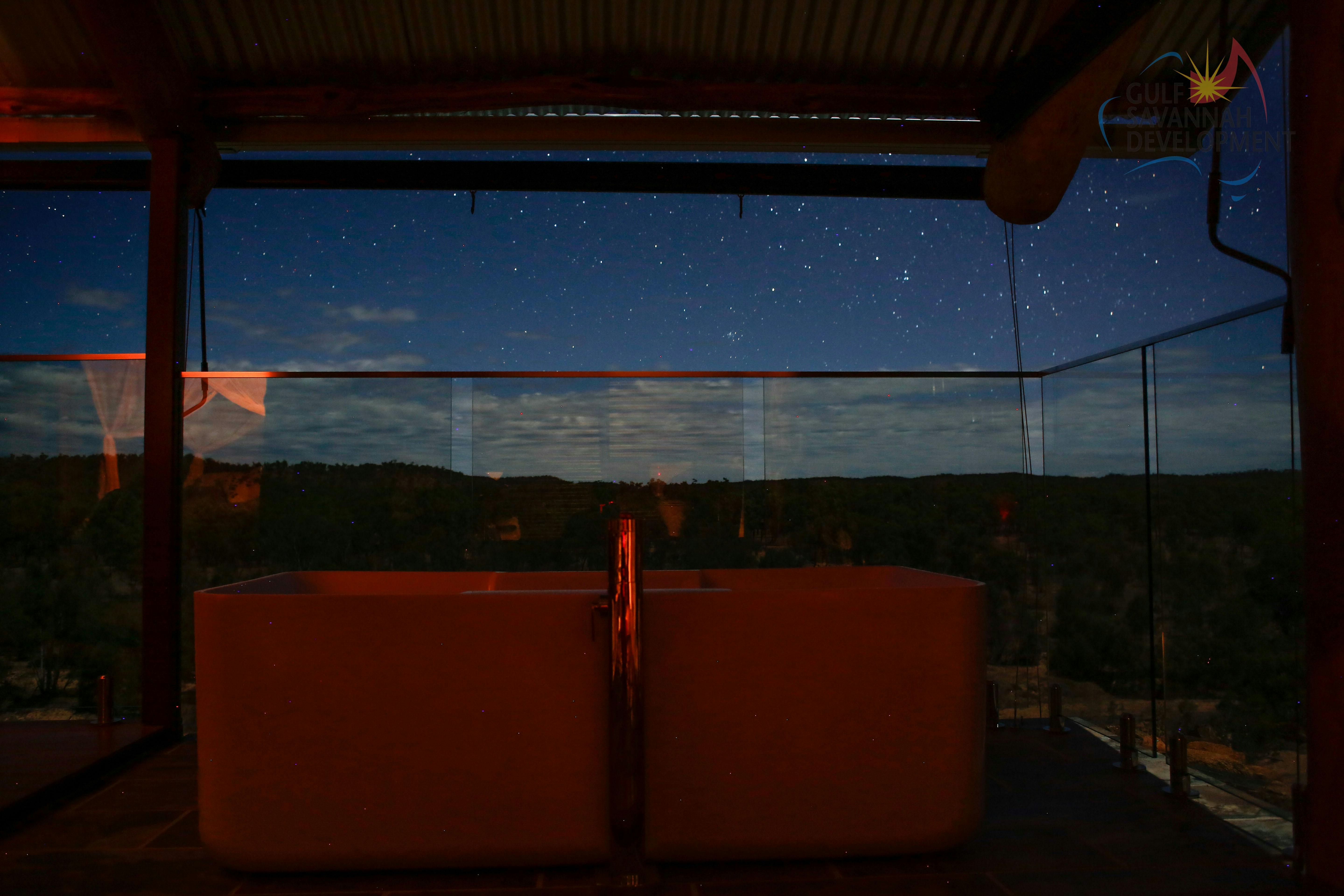 Stunning outback night skies view from the inside of 'The Hut'