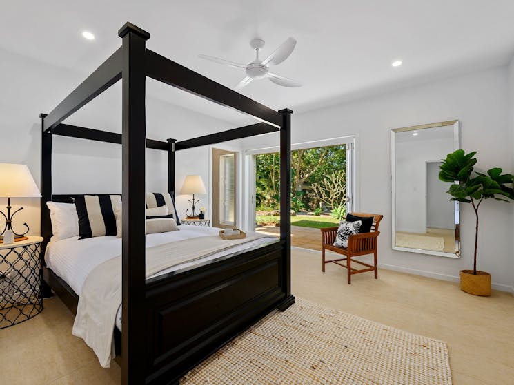 Master suite, four poster bed, ensuite and leafy outlook