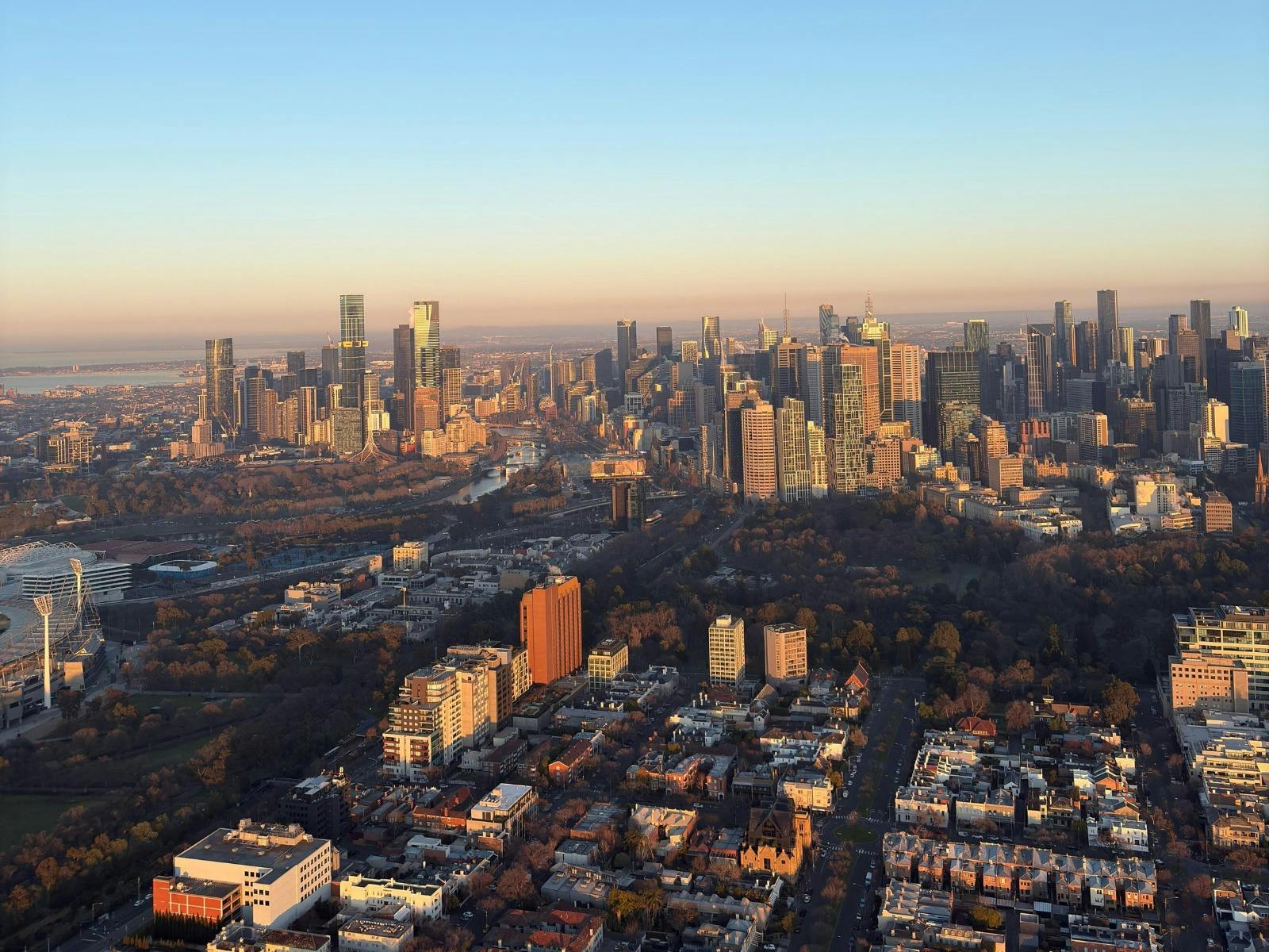 Scenic aerial view of the city captured during a hot air balloon flight