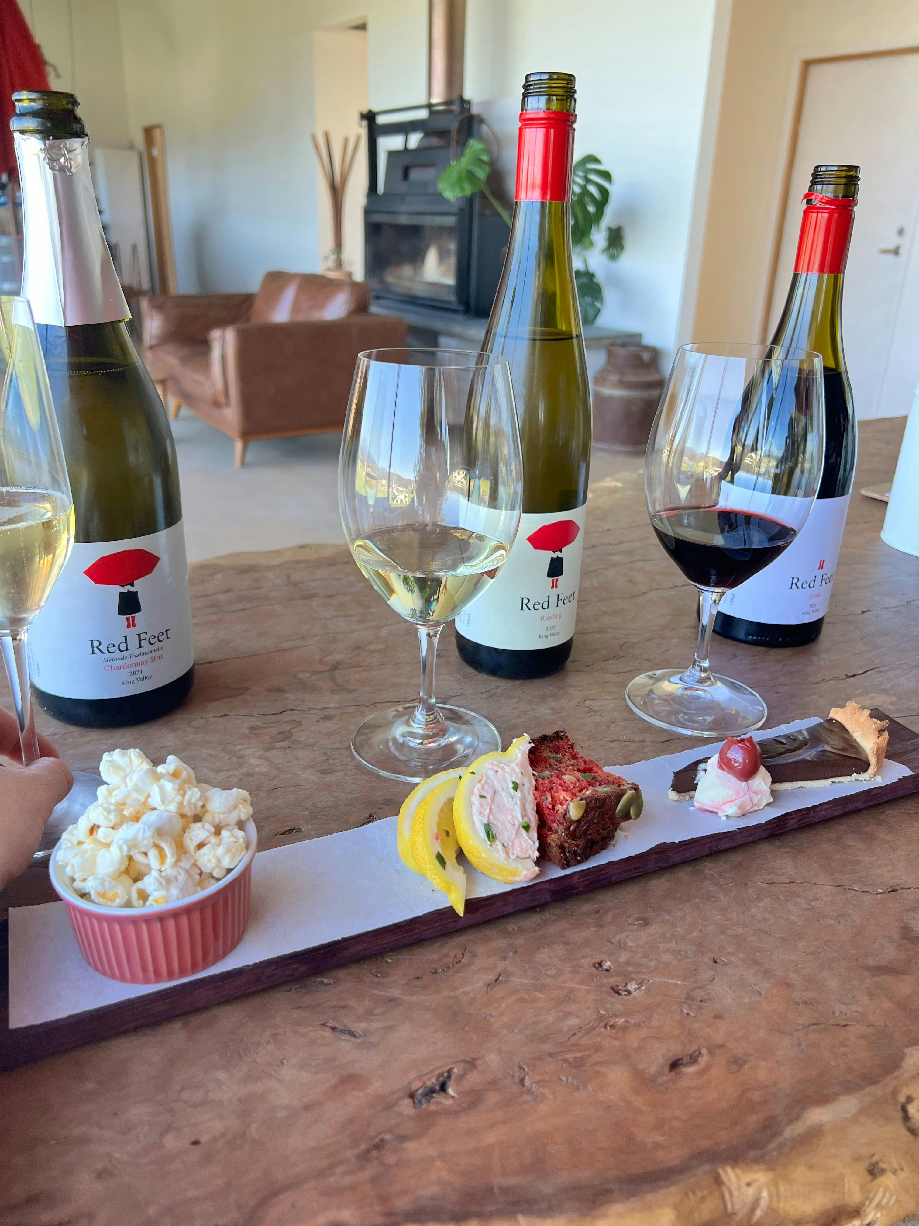 Red Feet wines matched to morsels of food