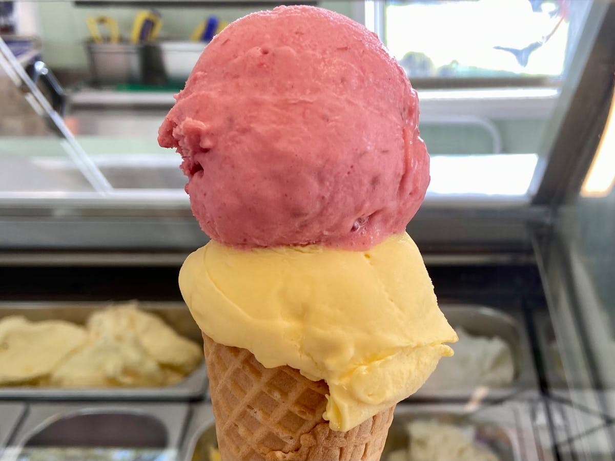 flavour rich fruity sorbetto made with fruit grown on our very island.