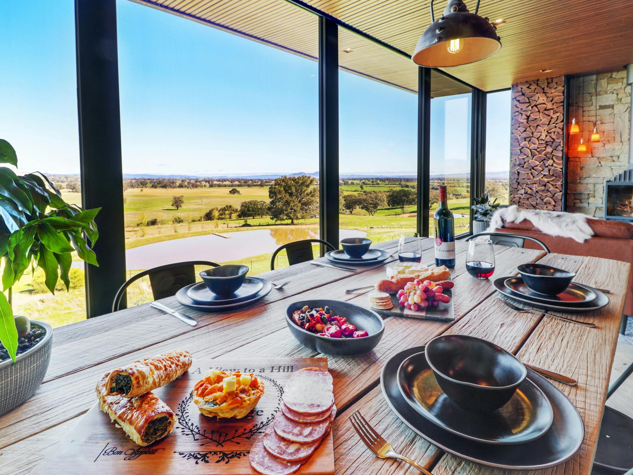 Stunning views from the hand-crafted dining table