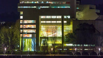 High Court of Australia exterior at night
