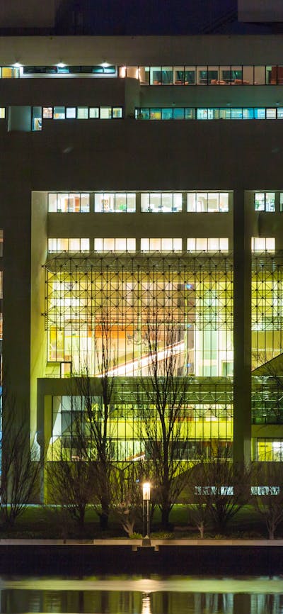 High Court of Australia exterior at night