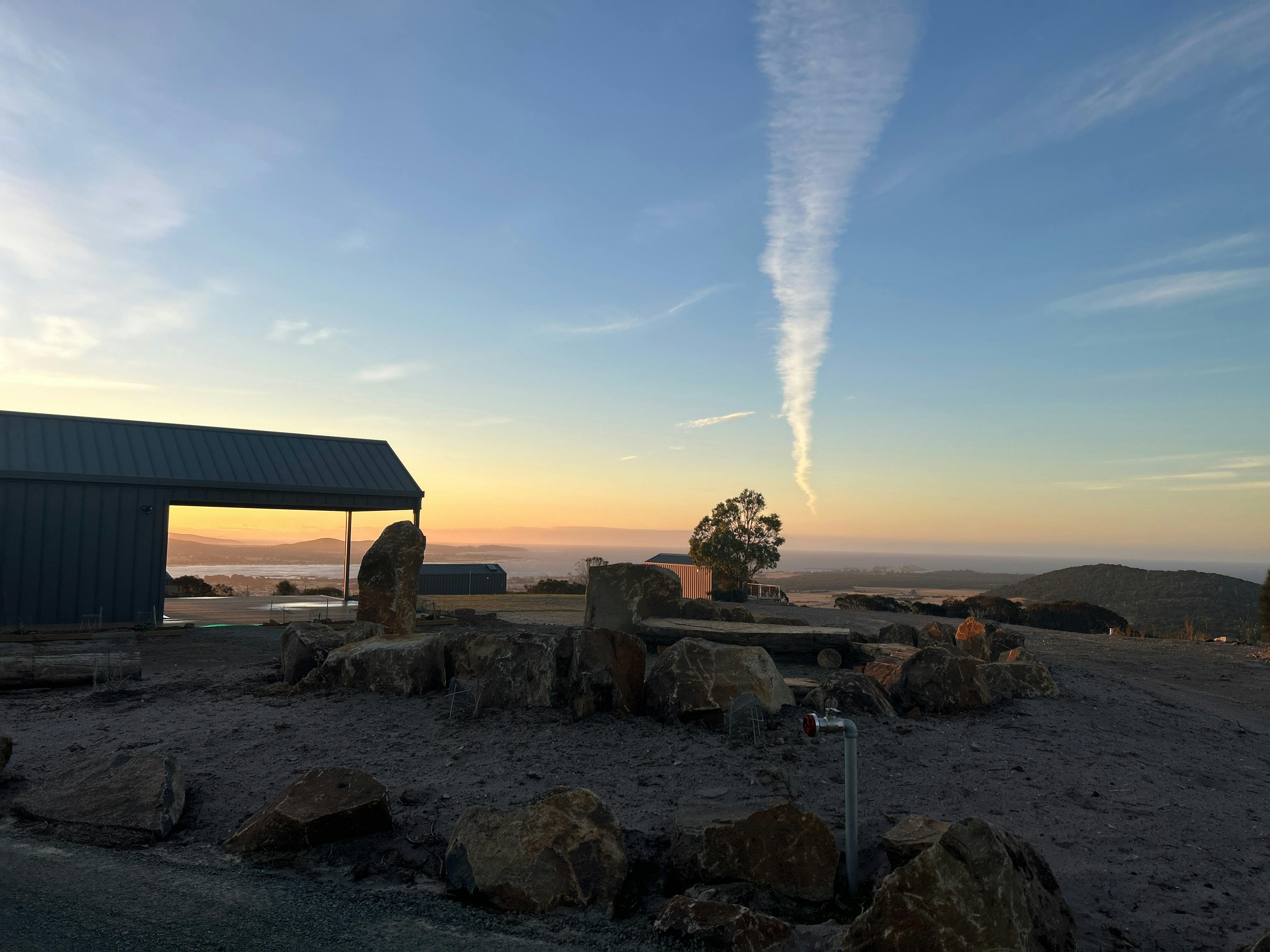 Sky, river and ocean views, plus our Stone Henge firepit ✨