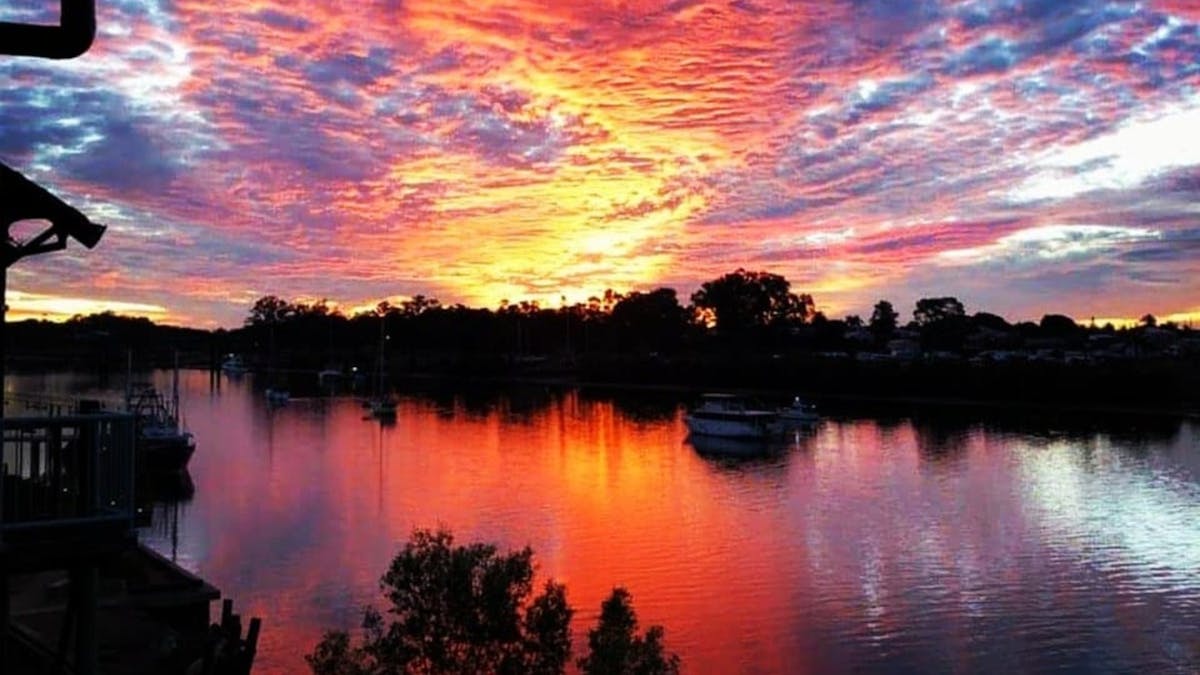 Glorious sunsets are usual from our restaurant deck.  The colours in this image are pink and blue.