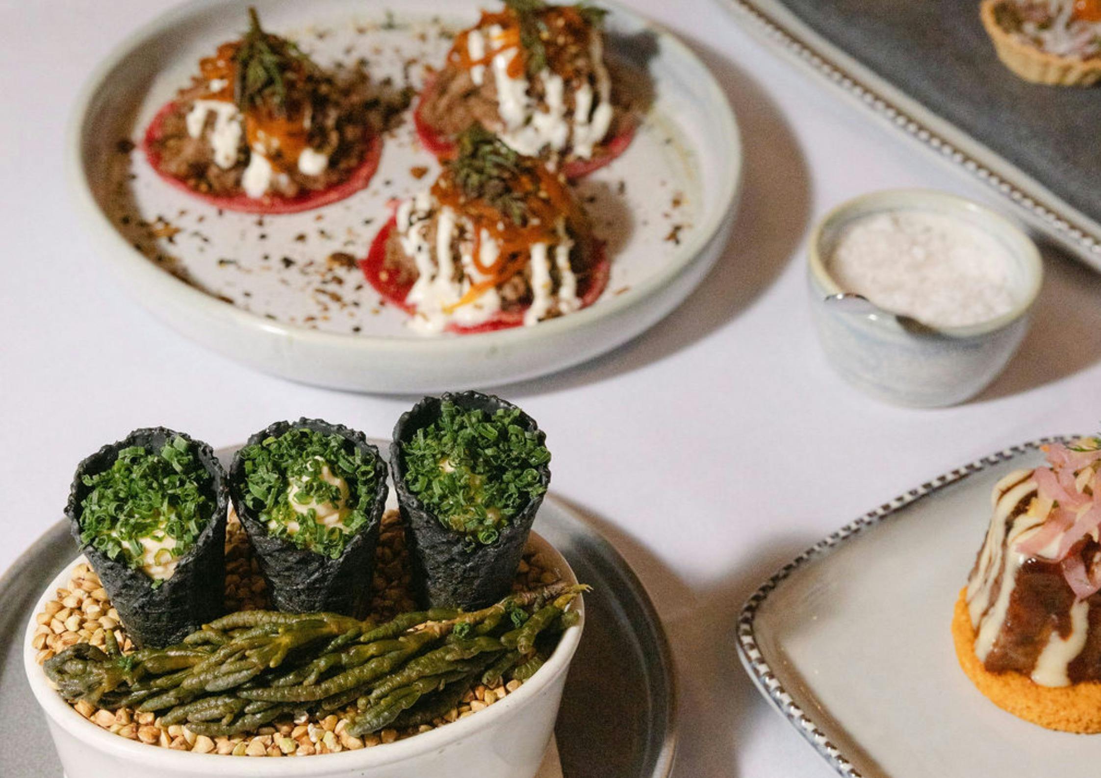 A picture of different canape style dishes