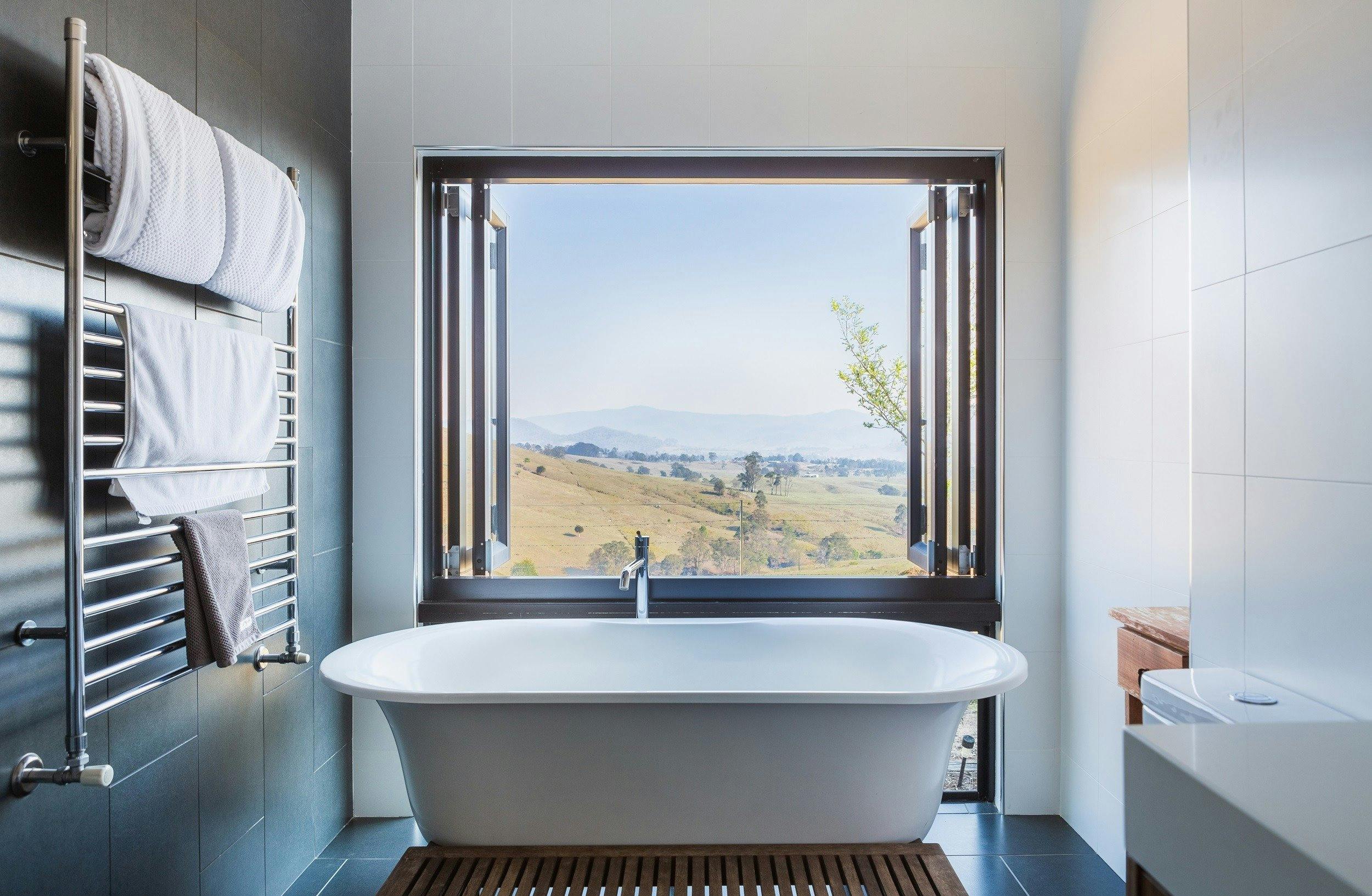 Sit back and relax in the bathtub and enjoy the views