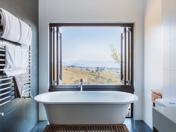 Sit back and relax in the bathtub and enjoy the views