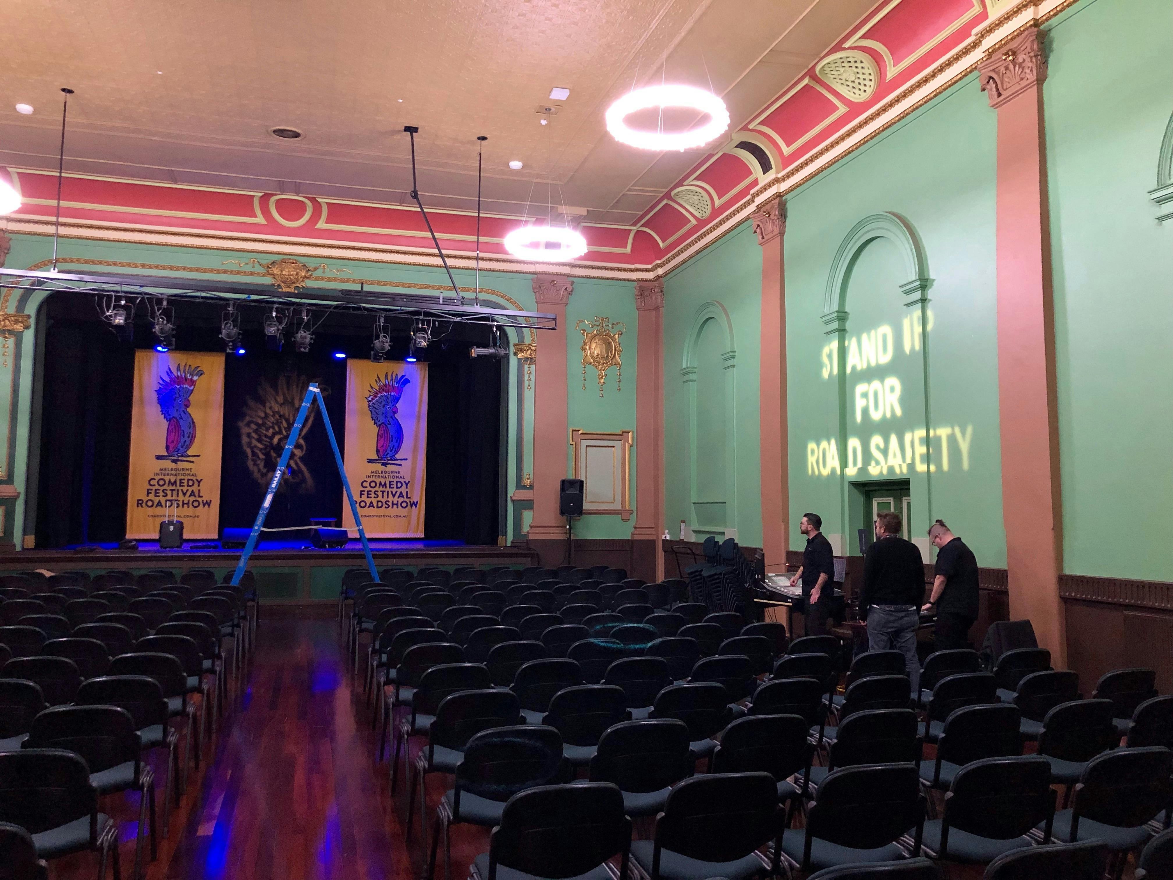 Minerva Space being set up for Comedy Festival