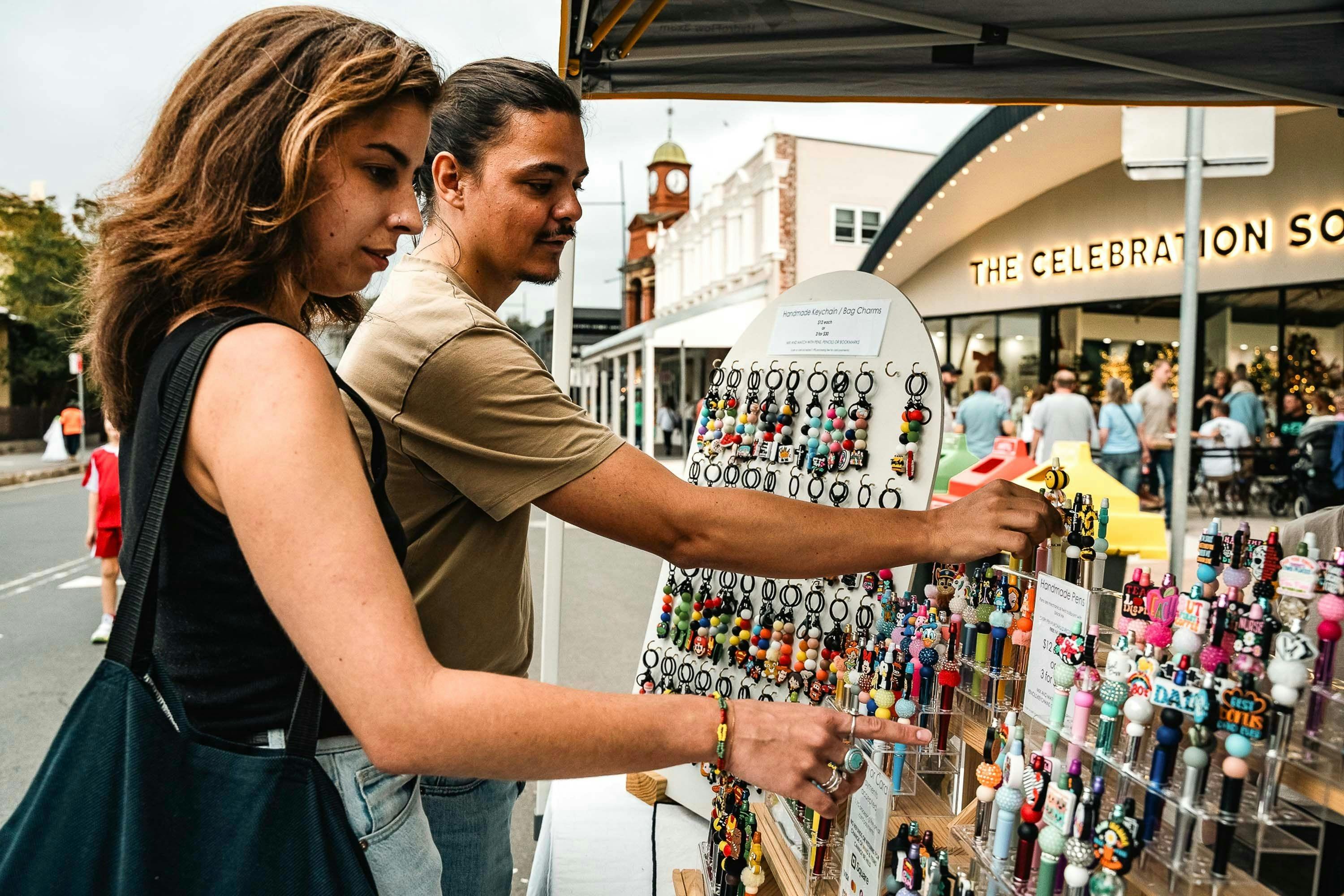 People browsing the street market