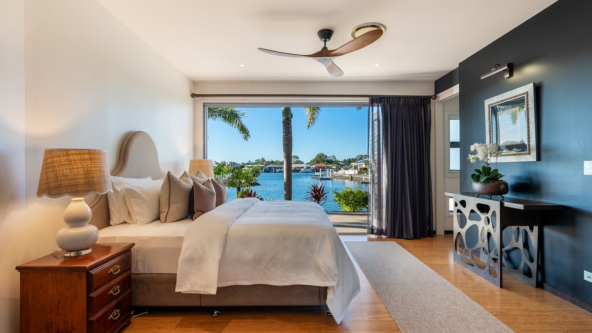 Main bedroom with canal views