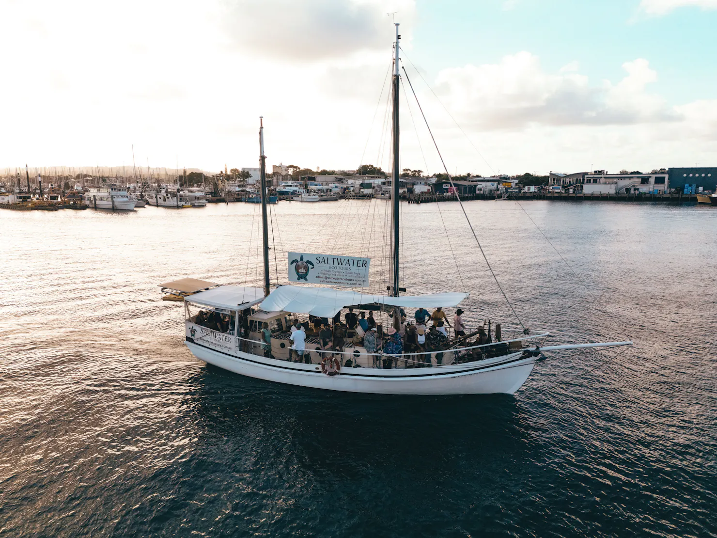 Drone footage of the boat