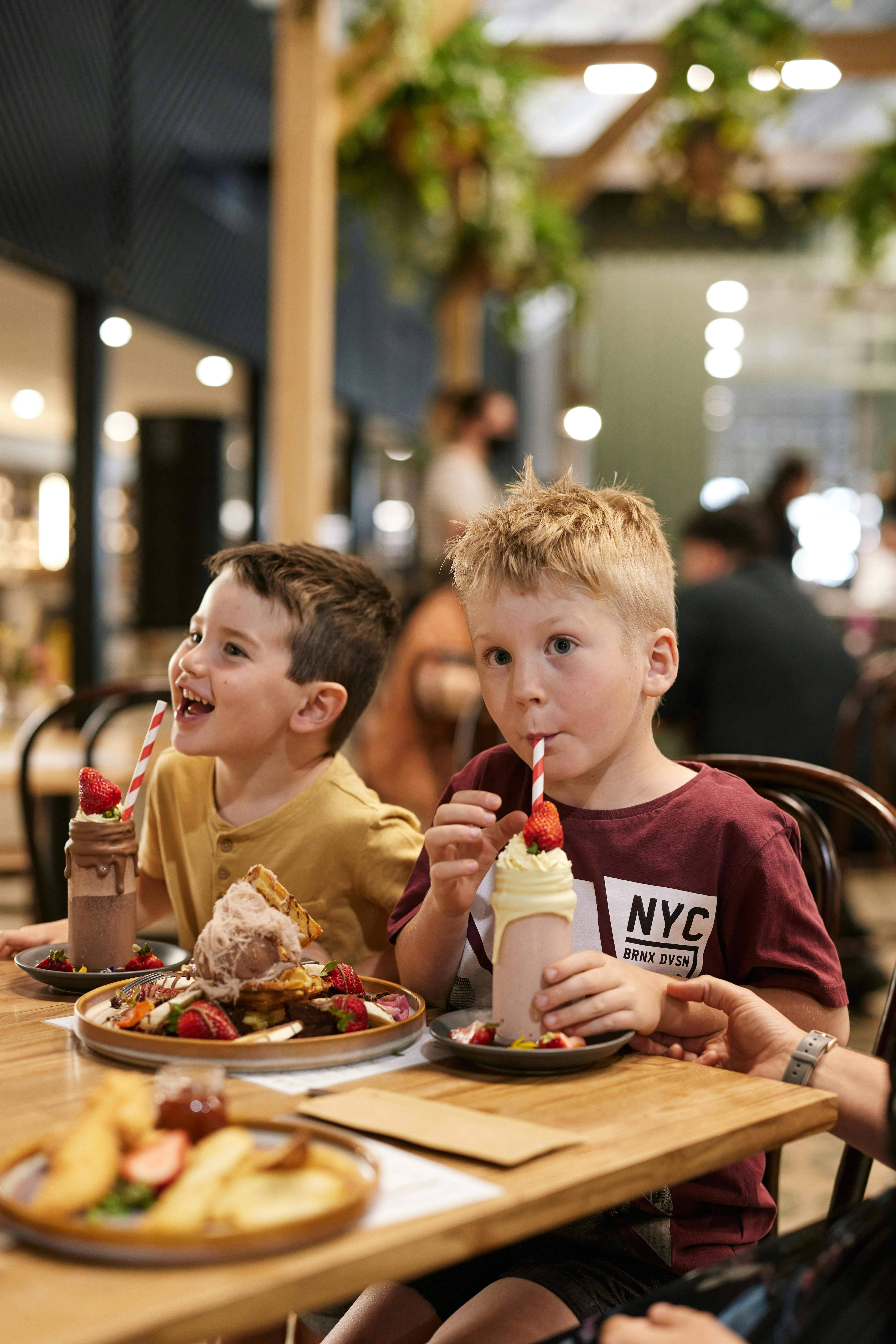 Children Enjoying Milkshakes
