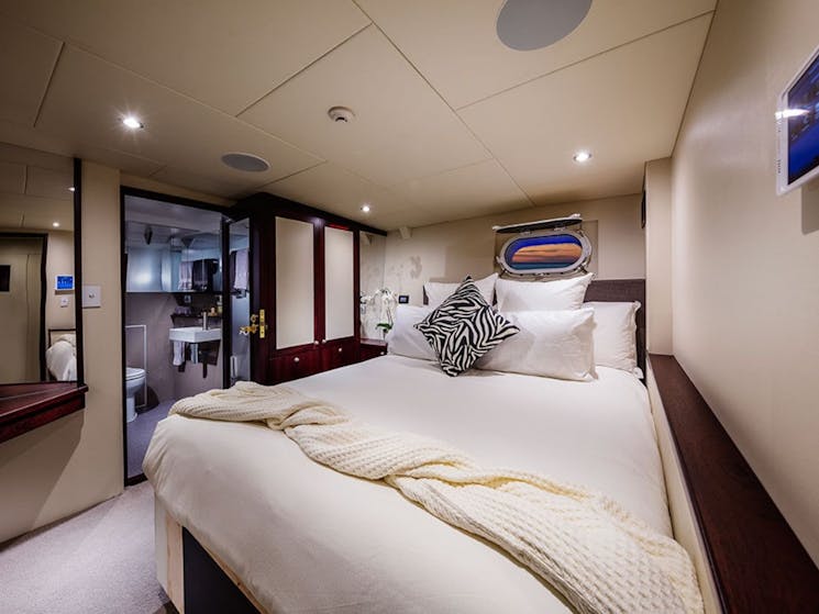 Luxury Cabin Accommodation with private ensuite onboard Corroboree YOTSPACE superyacht cruises