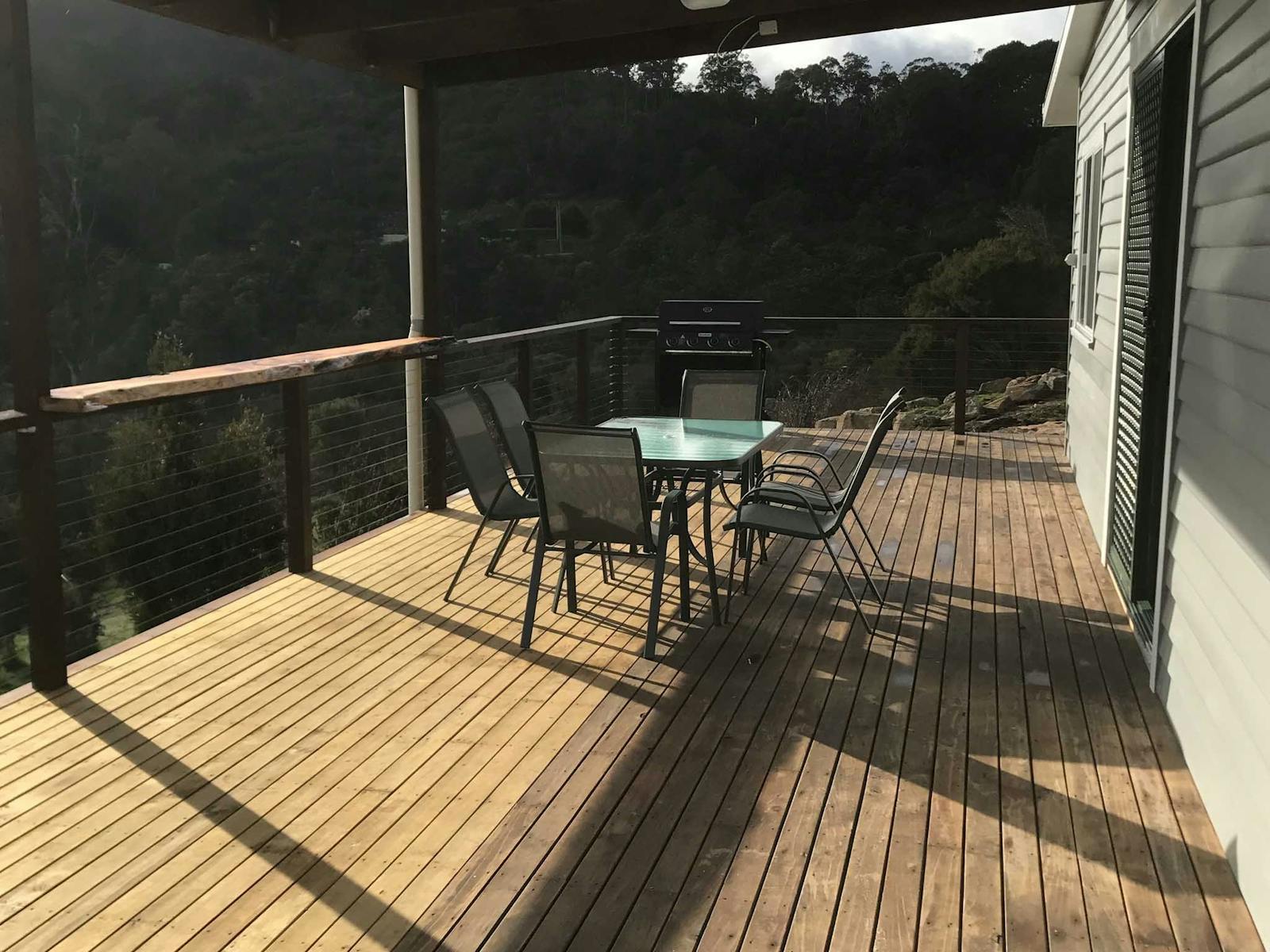 Derby Digs Deck and BBQ area overlooking Blue Derby