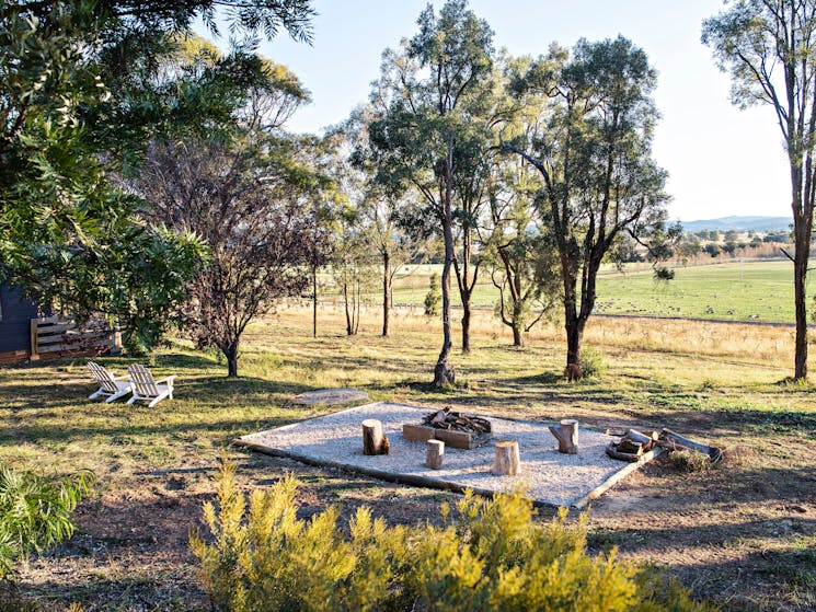 Winter time views across the firepit and Cottage