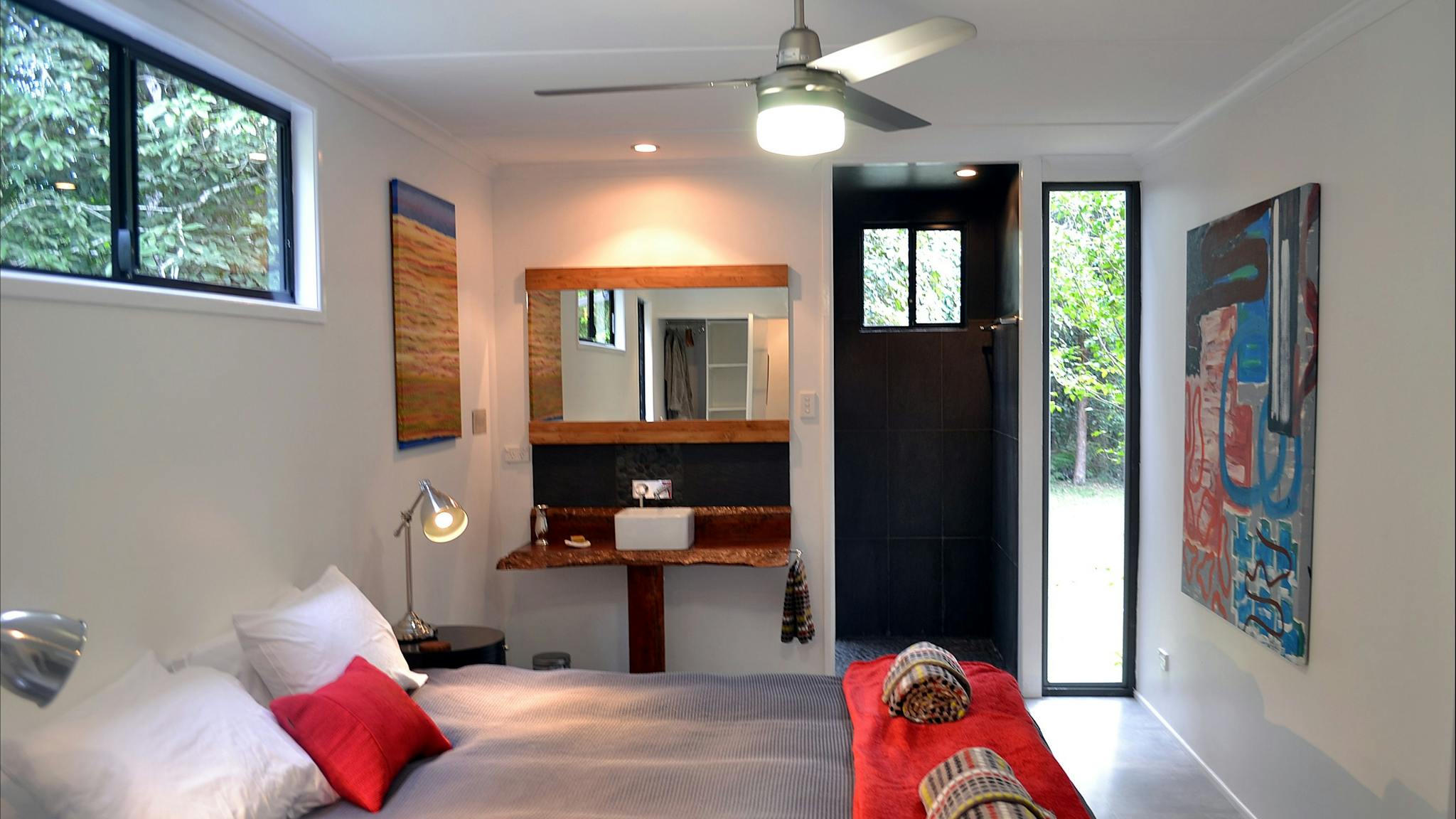 Windows capture the bushland surrounds everywhere and from your bed Windows capture the bushland surrounds everywhere and from your bed